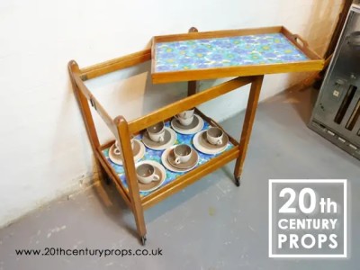 Folding Oak 2 Tier Hostess Trolley