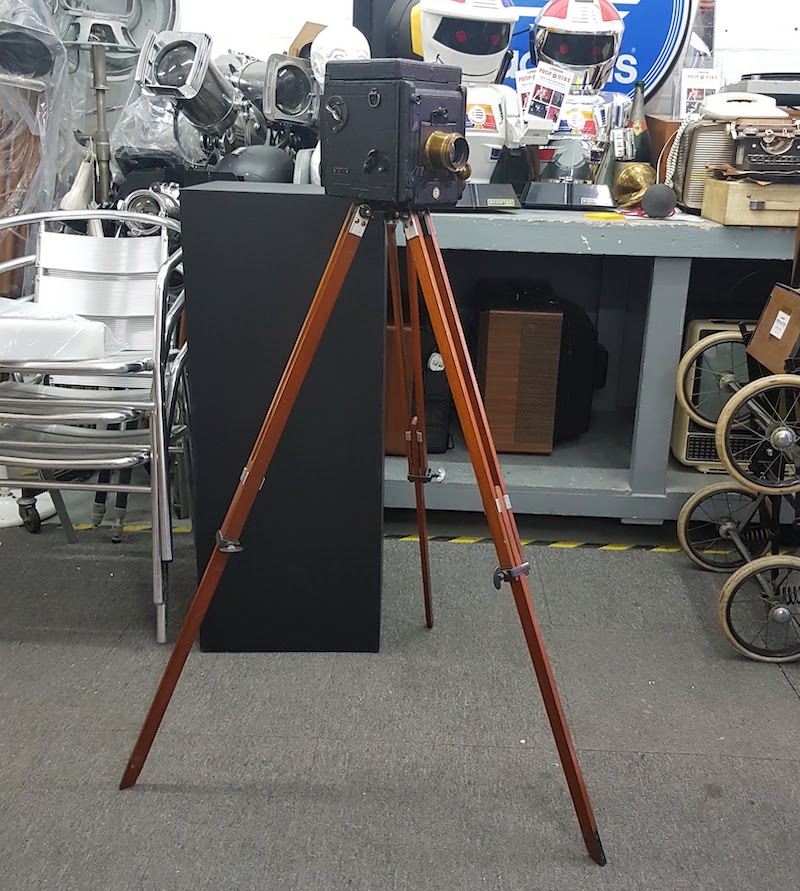 Non Practical Vintage Movie Camera On Wooden Tripod Vintage Props