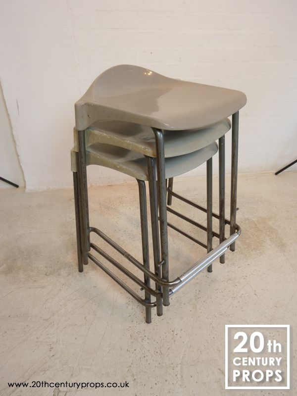 Stacking Lab Stools With Metal Legs | 20th Century Props