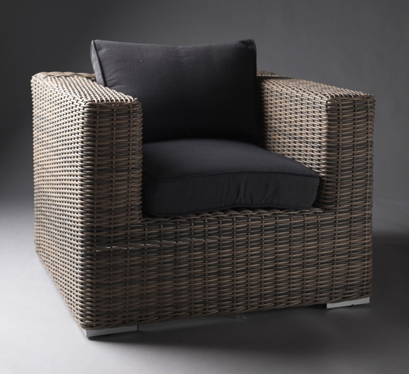 Black Outdoor Rattan Armchair LONDON PROP HIRE