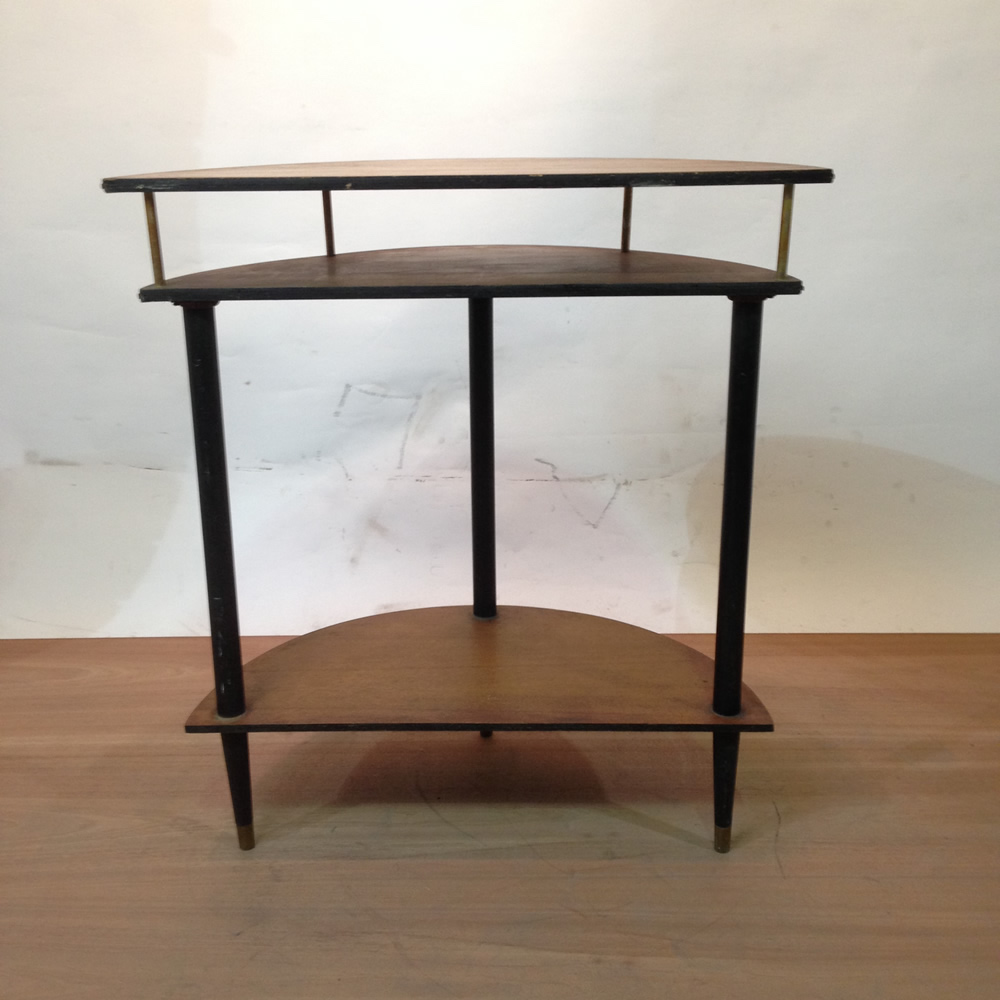 Small Wooden Side Table Half Circle Top 20th Century Props