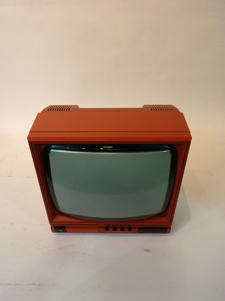 Red Portable 1990's TV LONDON PROP HIRE