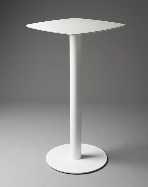 White Rounded Square Poseur Table LONDON PROP HIRE
