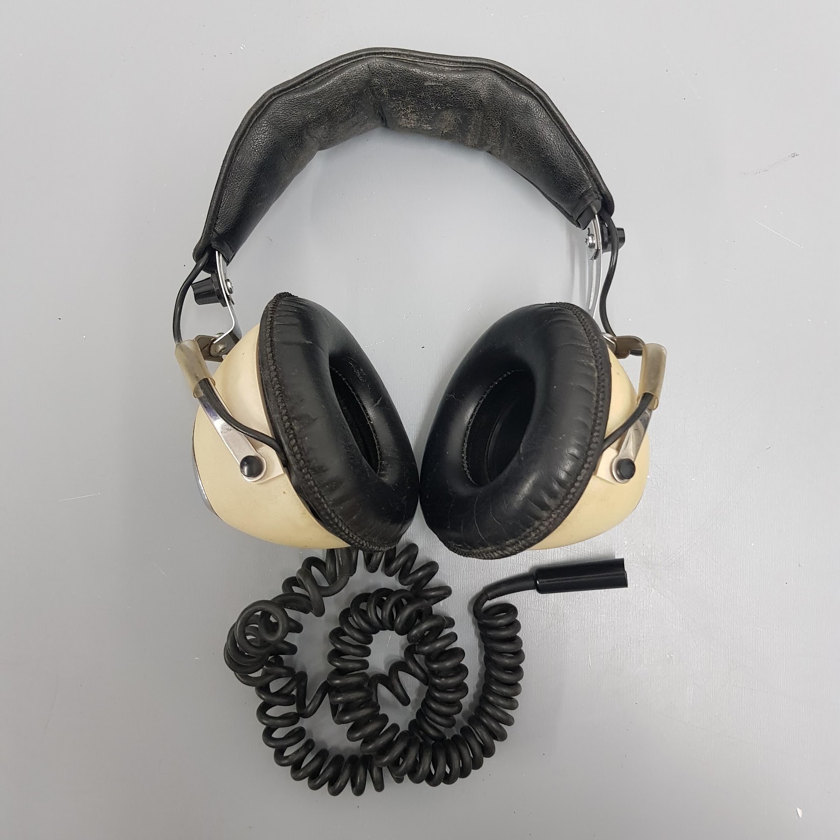 Cream Retro Headphones LONDON PROP HIRE