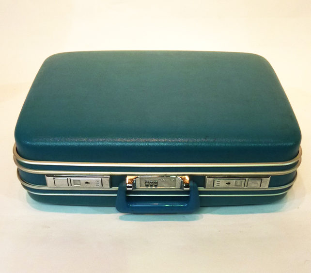Vintage CROWN La Parisienne Teal Suitcase | Grandview Mercantile