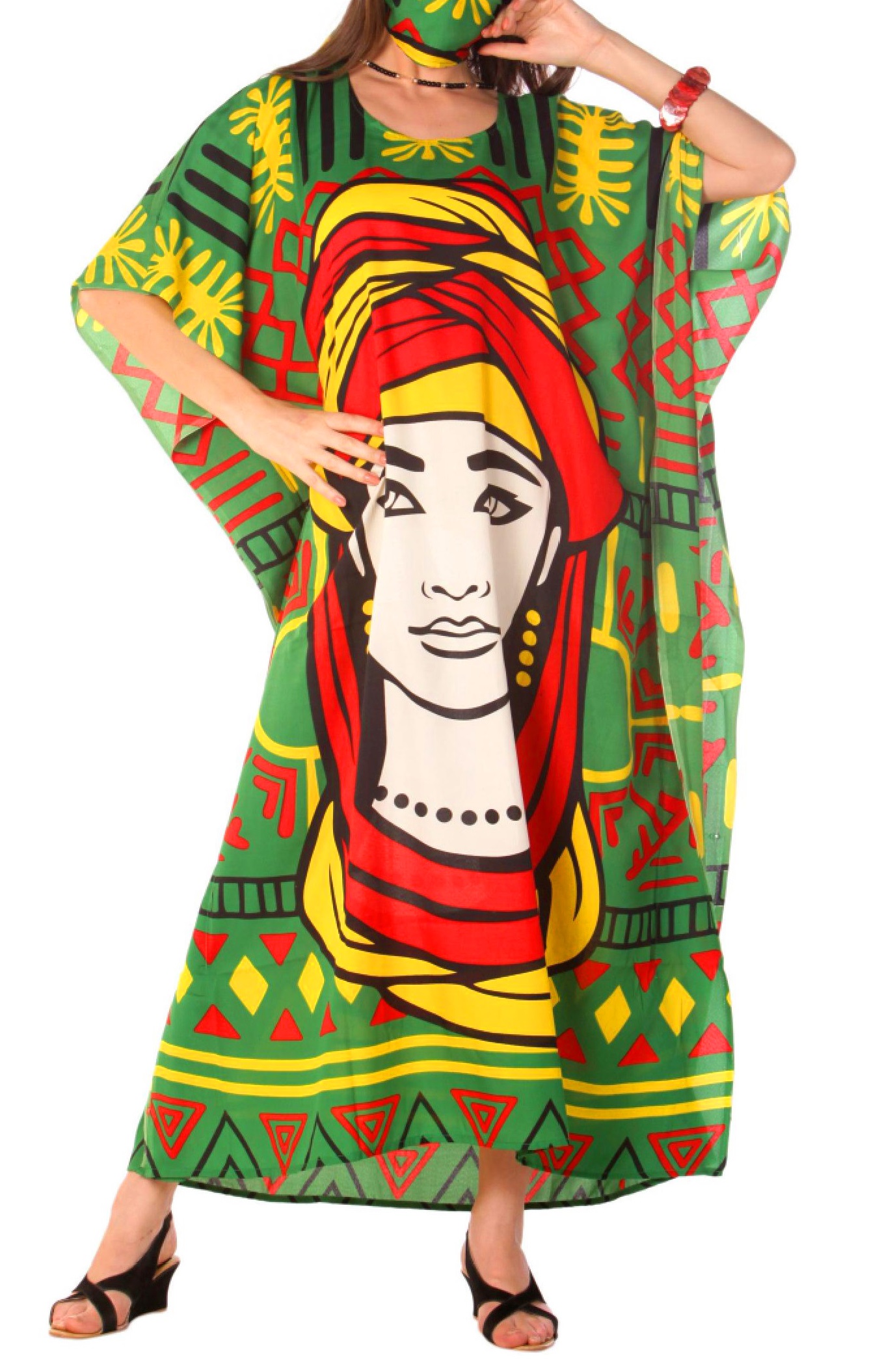 Women's Caftan Dresses Tropical Prints Long Maxi Dress One Size Fits Most - Picture 8 of 51