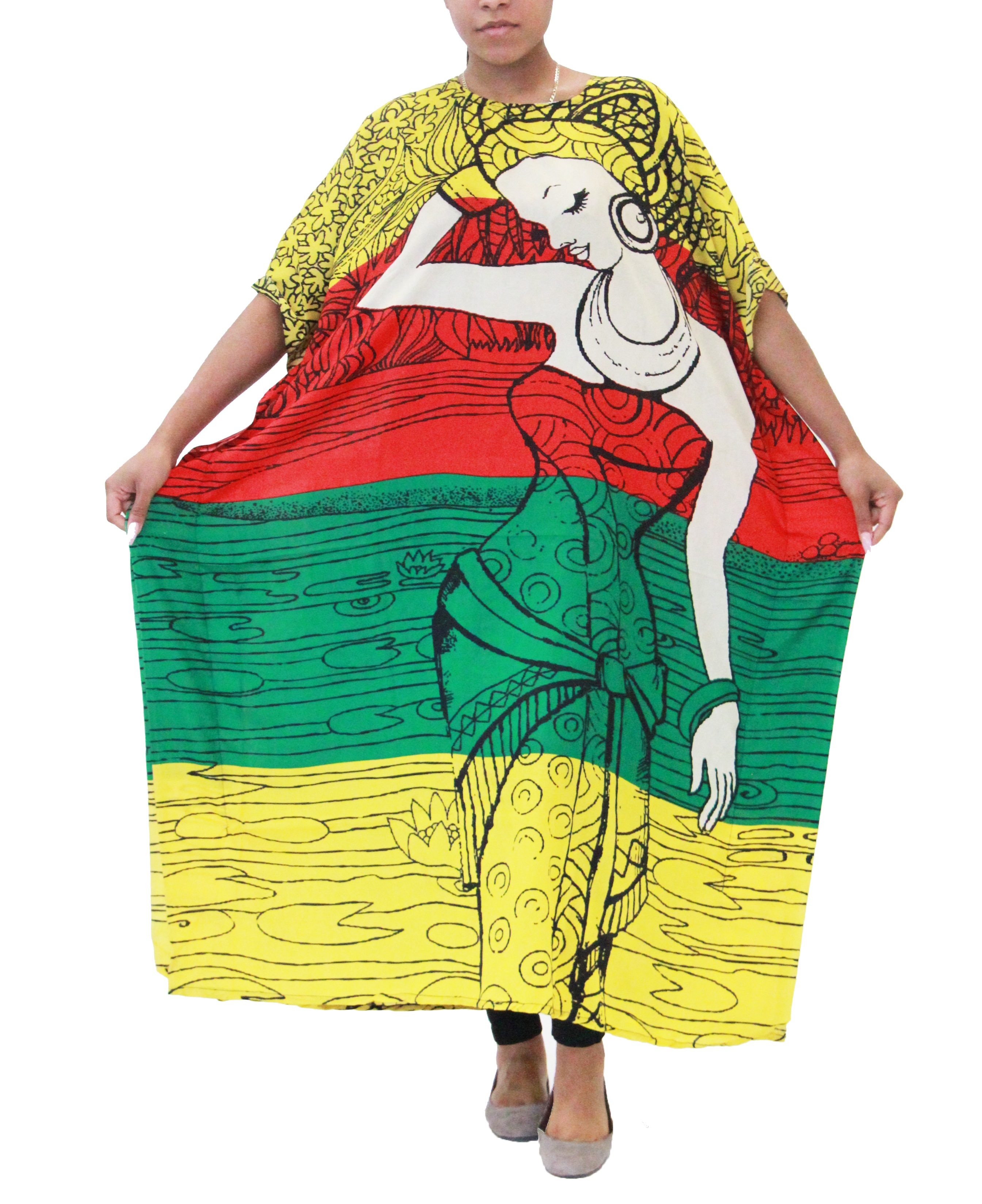 Women's Caftan Dresses Tropical Prints Long Maxi Dress One Size Fits Most - Picture 11 of 51