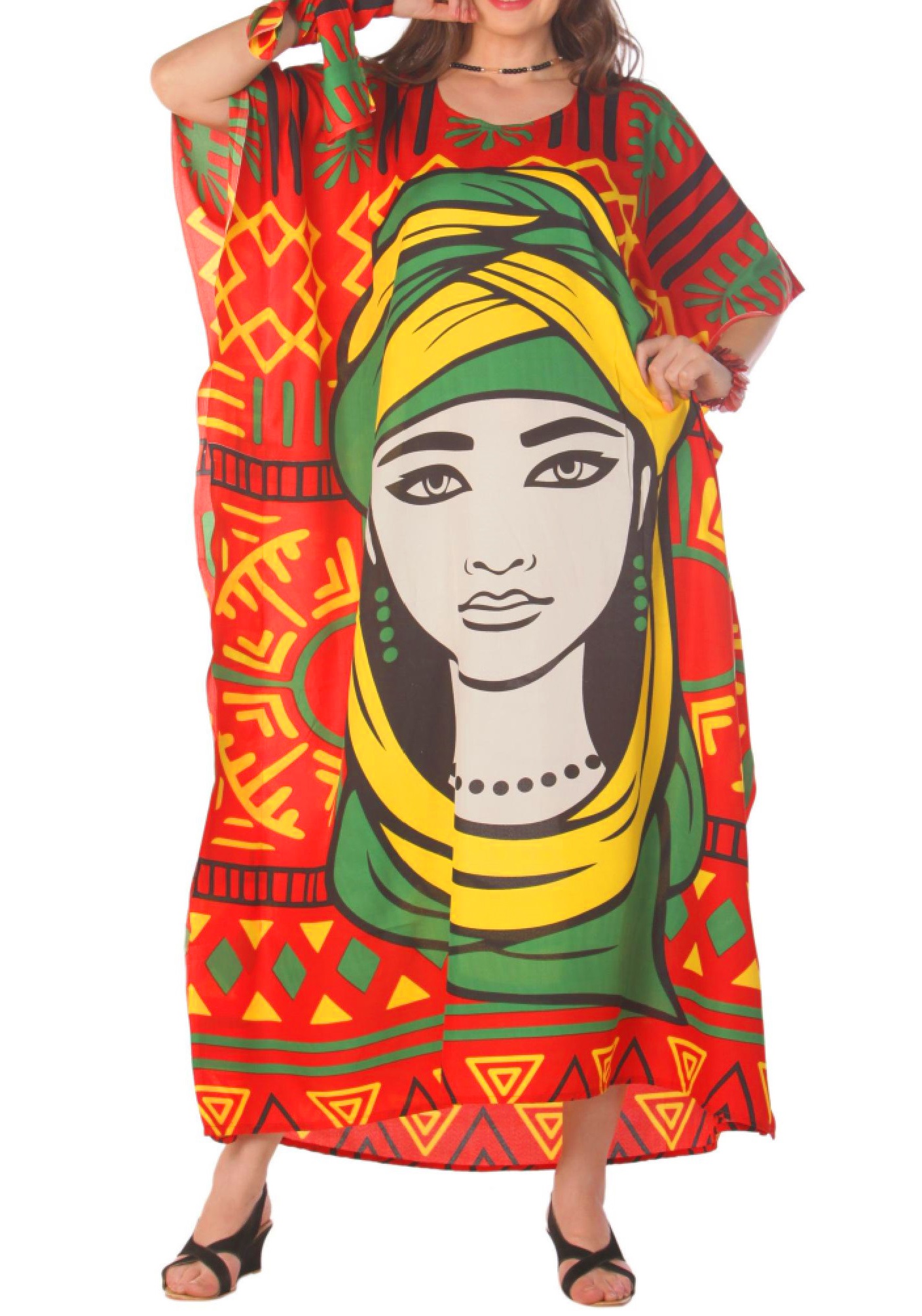 Women's Caftan Dresses Tropical Prints Long Maxi Dress One Size Fits Most - Picture 10 of 51