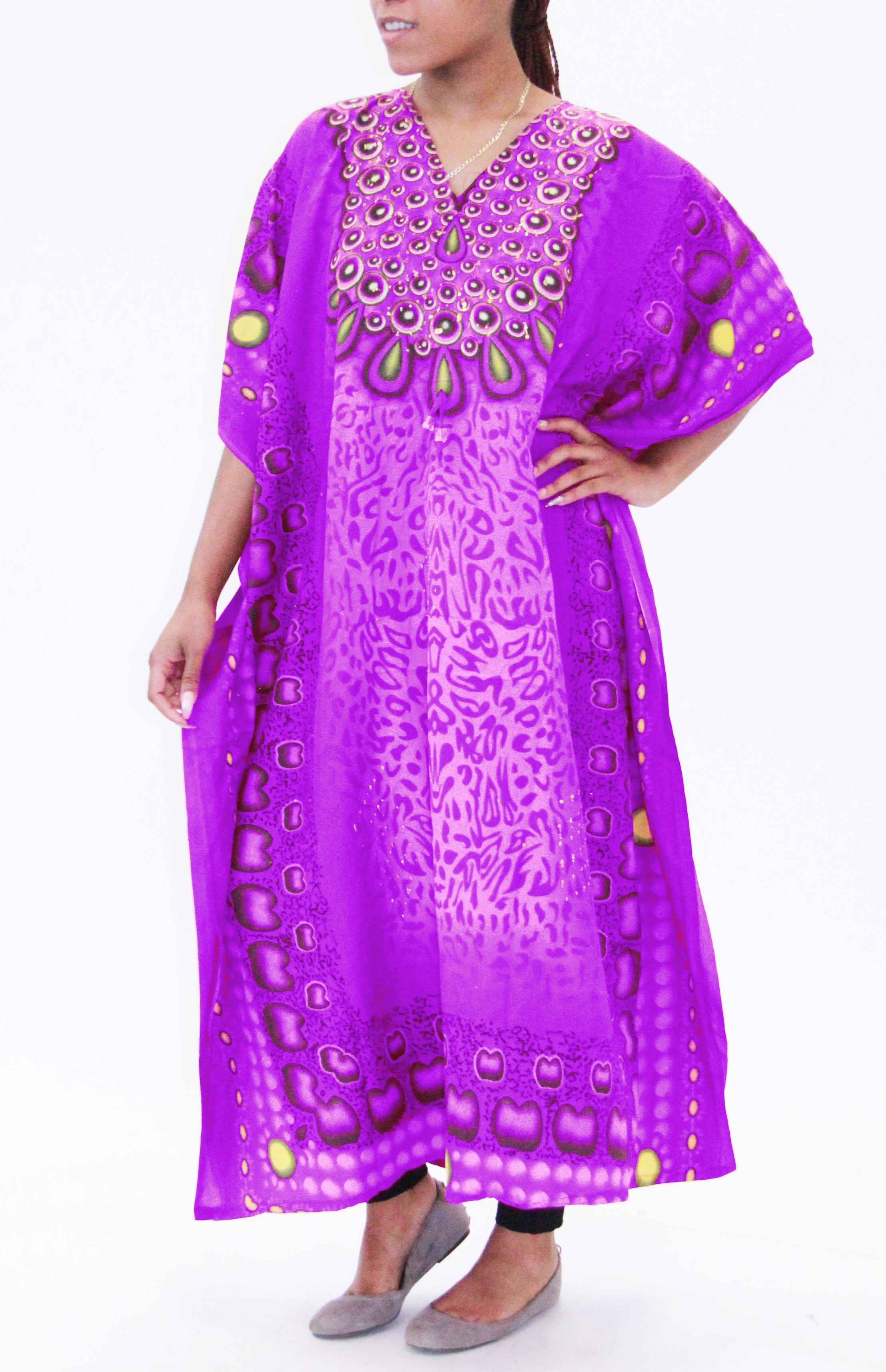 Women's Caftan Dresses Tropical Prints Long Maxi Dress One Size Fits Most - Picture 44 of 51