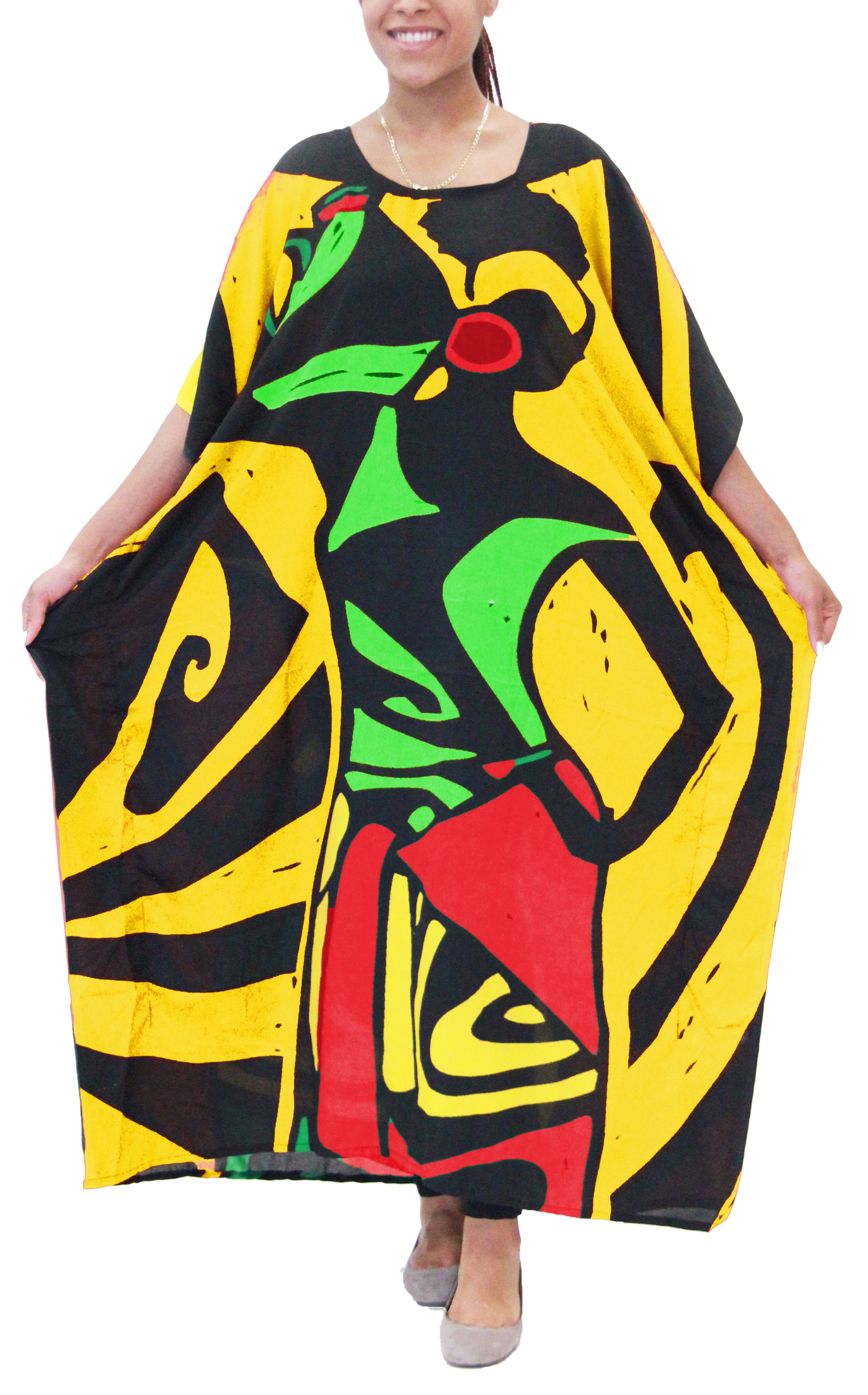 Women's Caftan Dresses Tropical Prints Long Maxi Dress One Size Fits Most - Picture 41 of 51