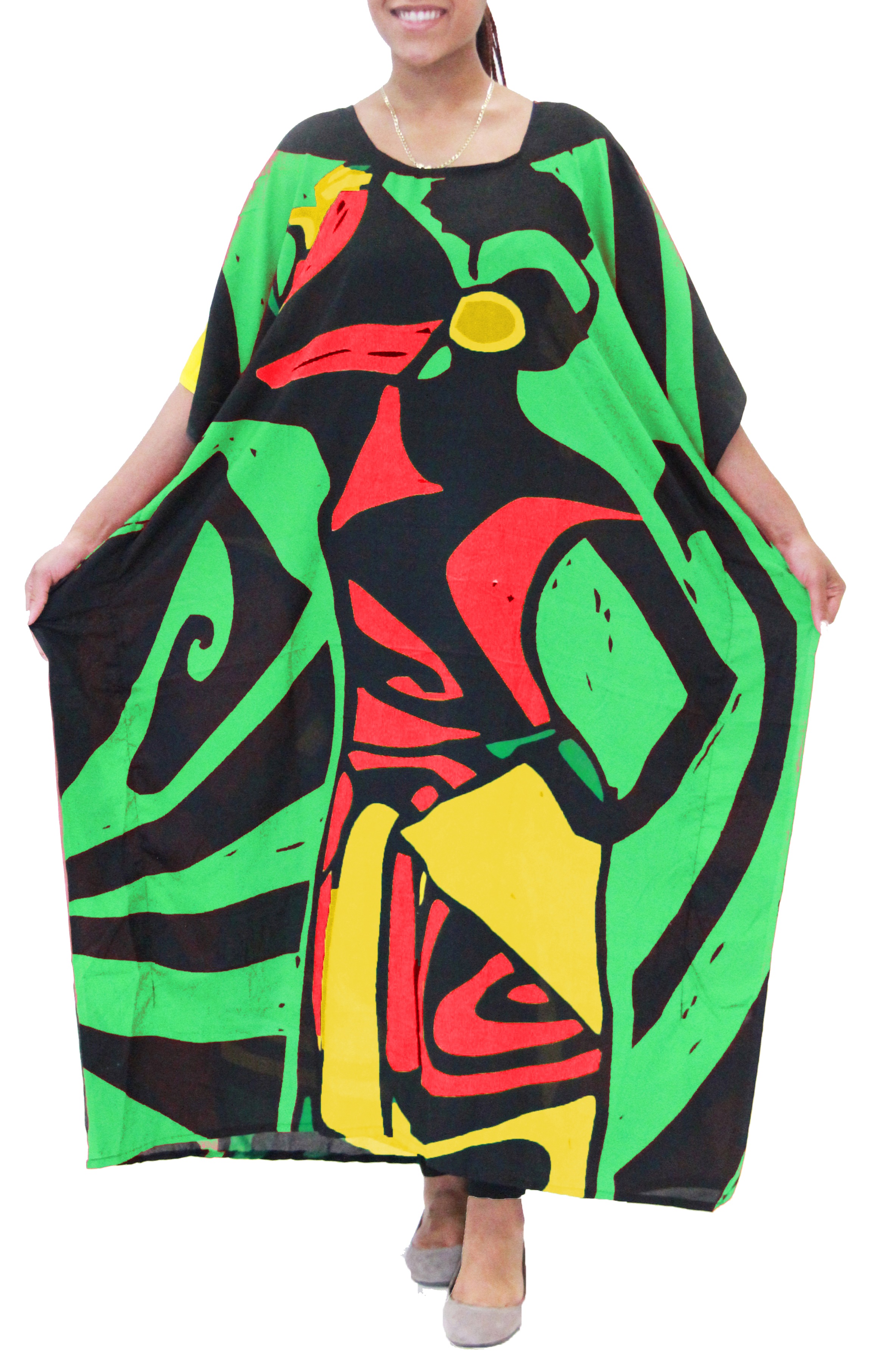 Women's Caftan Dresses Tropical Prints Long Maxi Dress One Size Fits Most - Picture 42 of 51