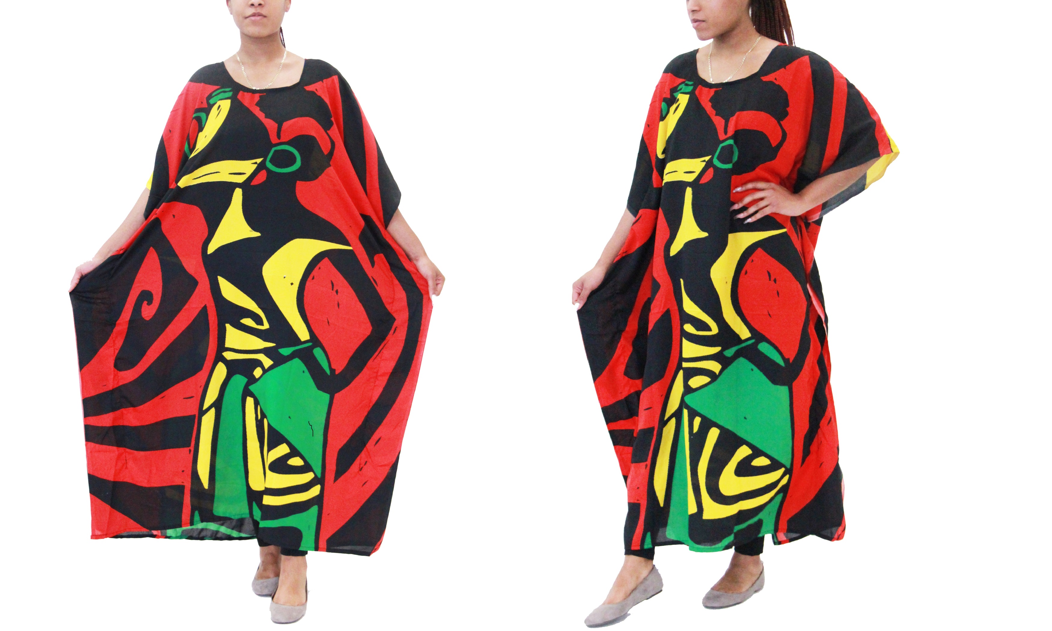 Women's Caftan Dresses Tropical Prints Long Maxi Dress One Size Fits Most - Picture 40 of 51