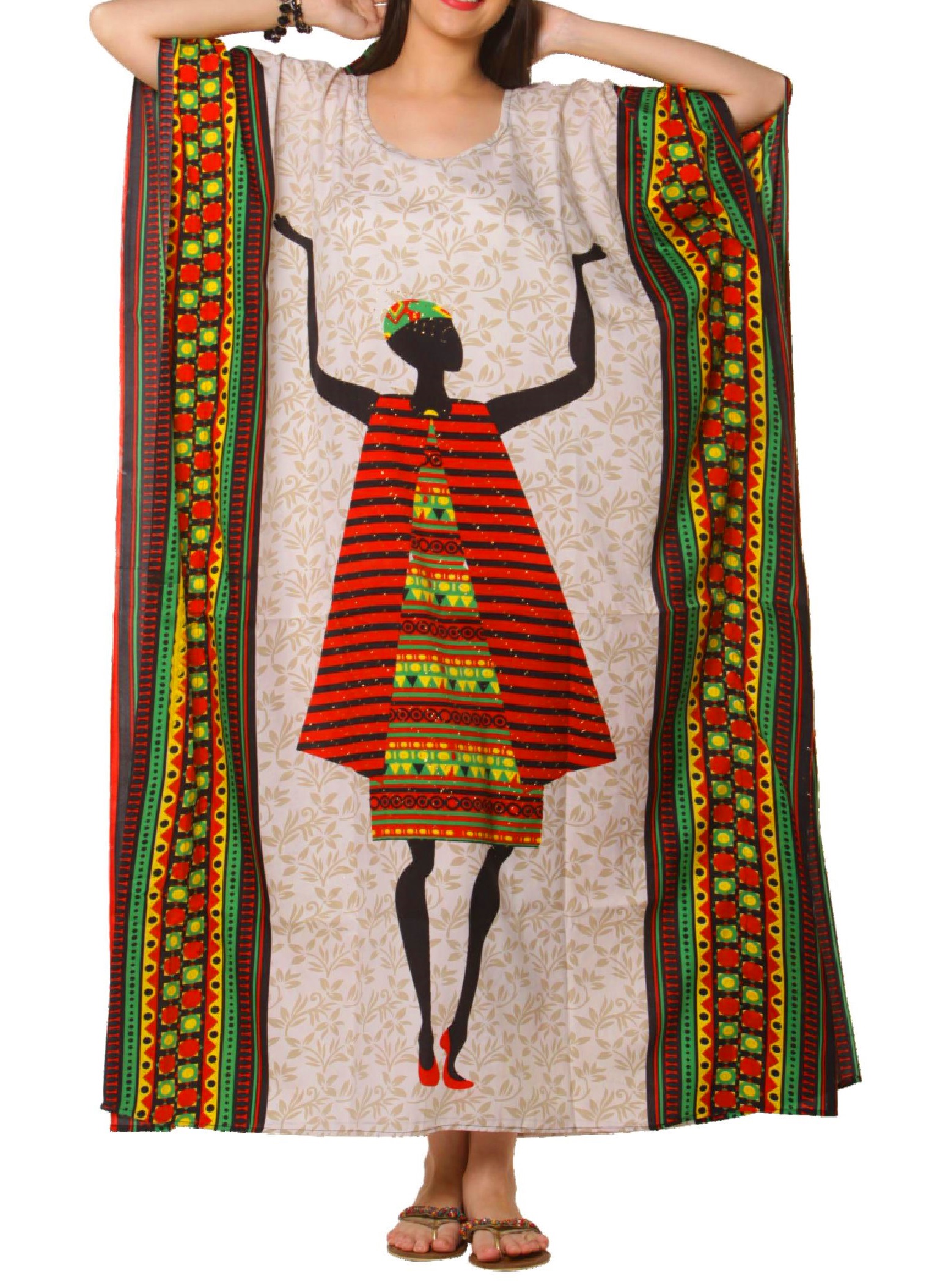 Women's Caftan Dresses Tropical Prints Long Maxi Dress One Size Fits Most - Picture 39 of 51