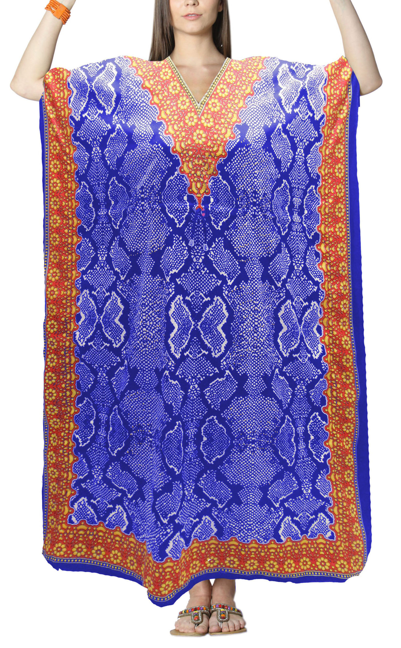 Women's Caftan Dresses Tropical Prints Long Maxi Dress One Size Fits Most - Picture 29 of 51
