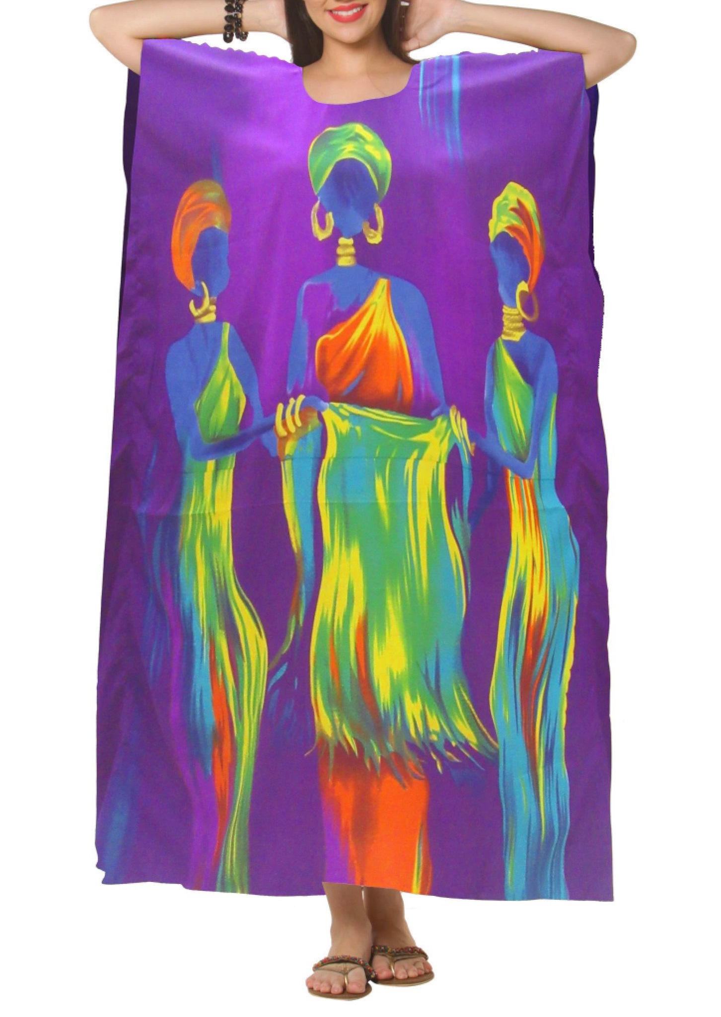 Women's Caftan Dresses Tropical Prints Long Maxi Dress One Size Fits Most - Picture 28 of 51