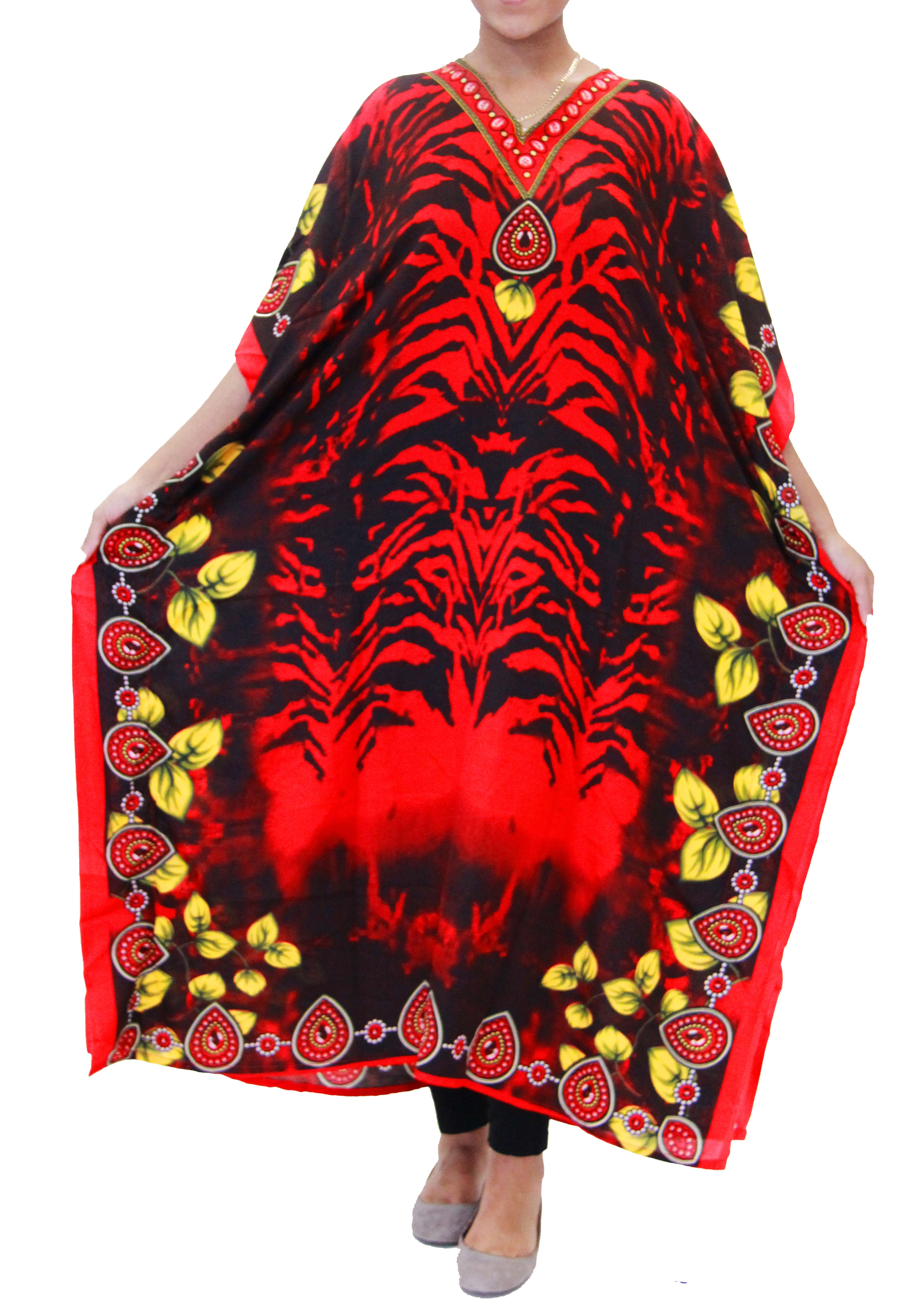 Women's Caftan Dresses Tropical Prints Long Maxi Dress One Size Fits Most - Picture 25 of 51