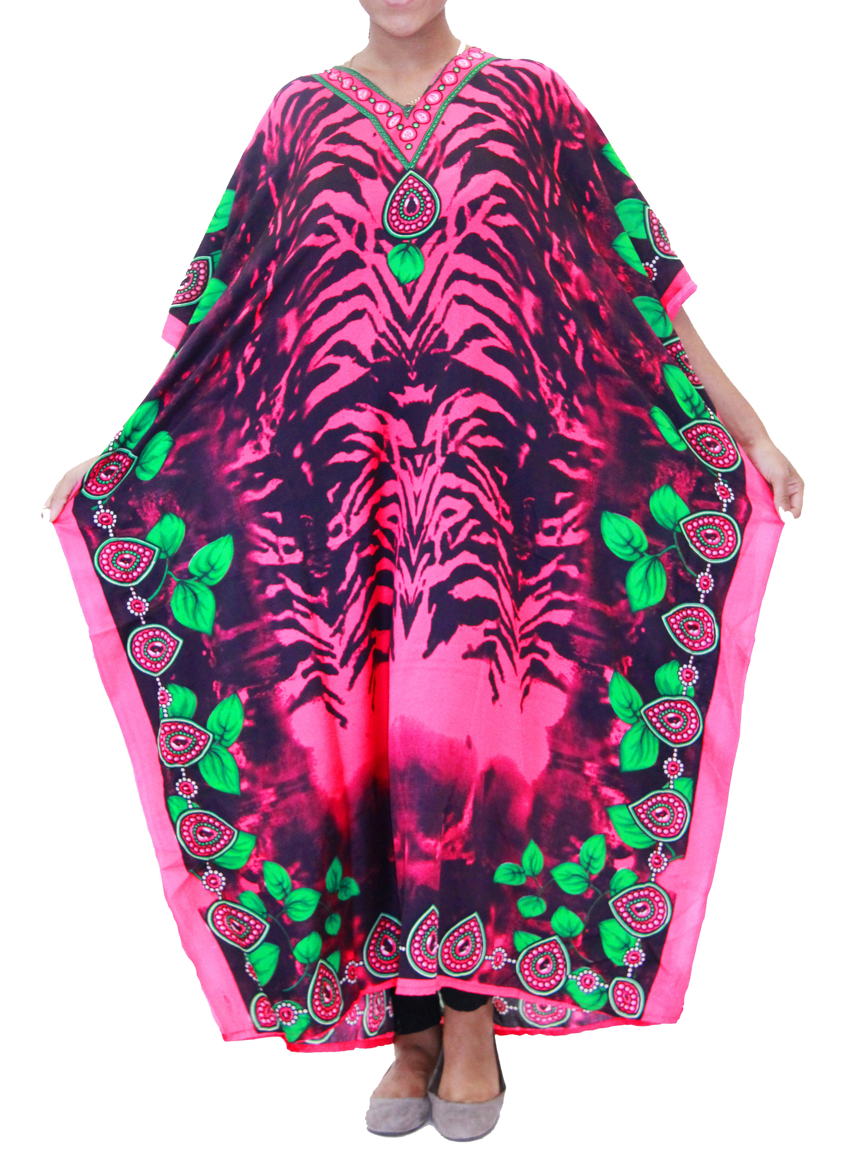 Women's Caftan Dresses Tropical Prints Long Maxi Dress One Size Fits Most - Picture 23 of 51