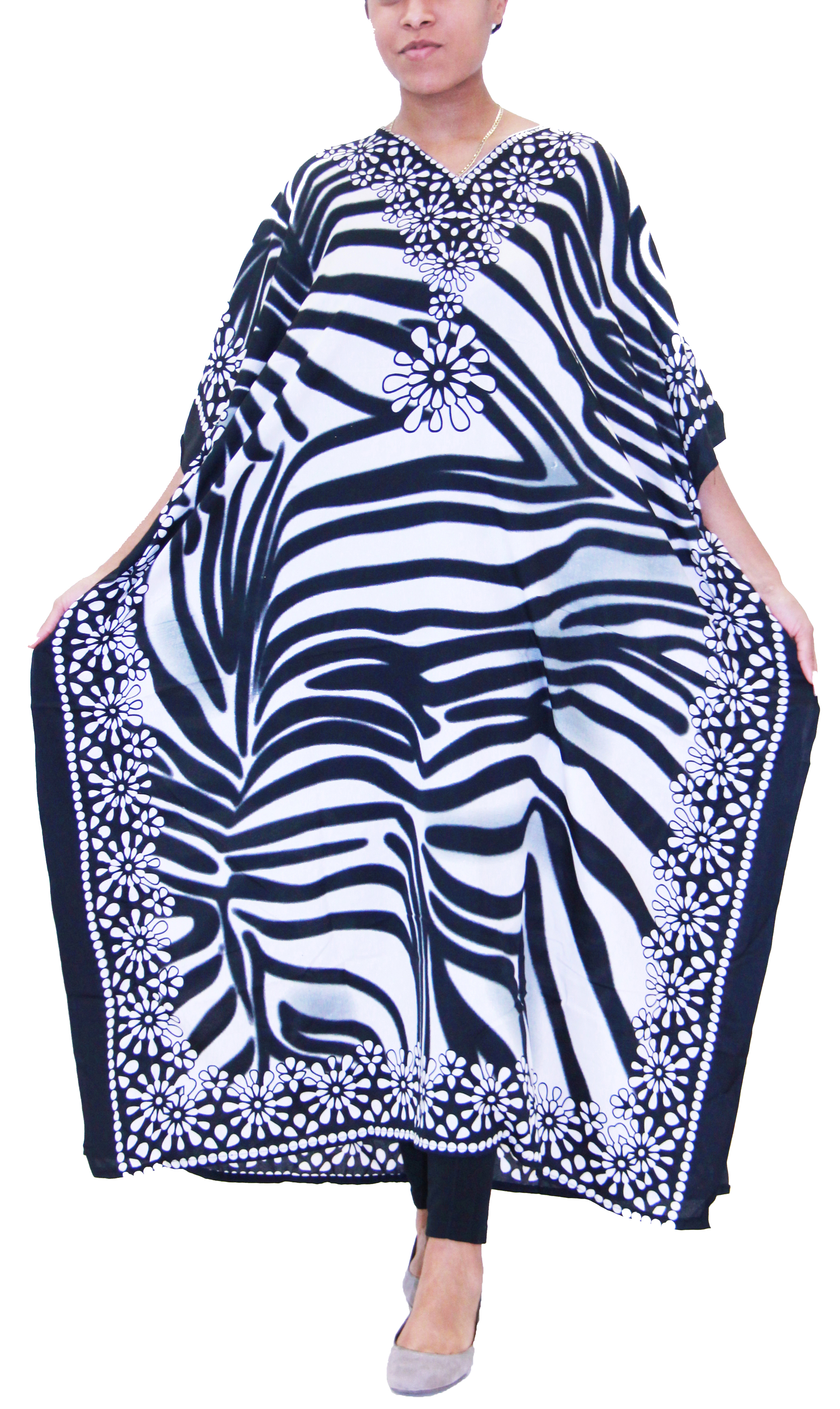 Women's Caftan Dresses Tropical Prints Long Maxi Dress One Size Fits Most - Picture 21 of 51