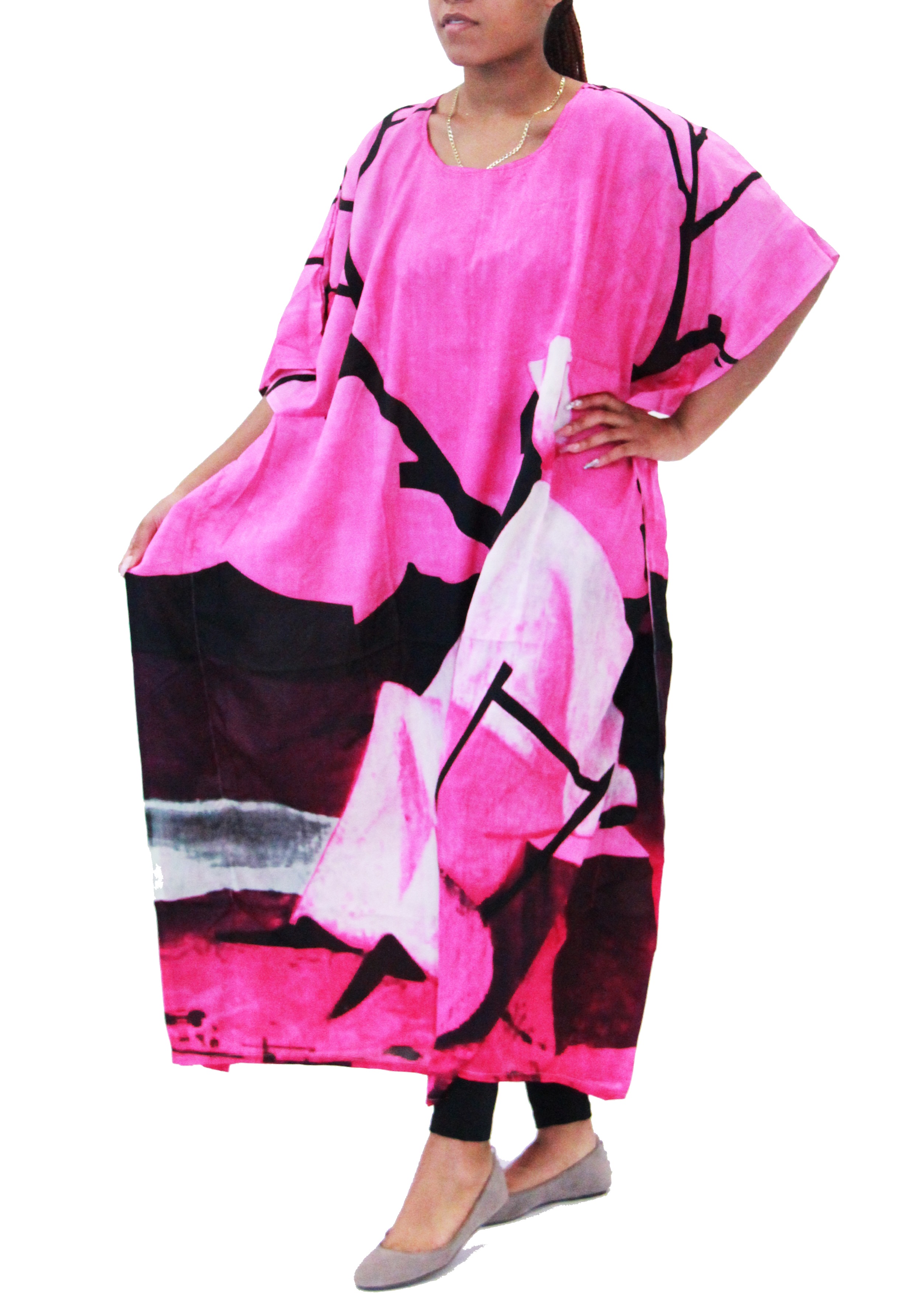 Women's Caftan Dresses Tropical Prints Long Maxi Dress One Size Fits Most - Picture 16 of 51