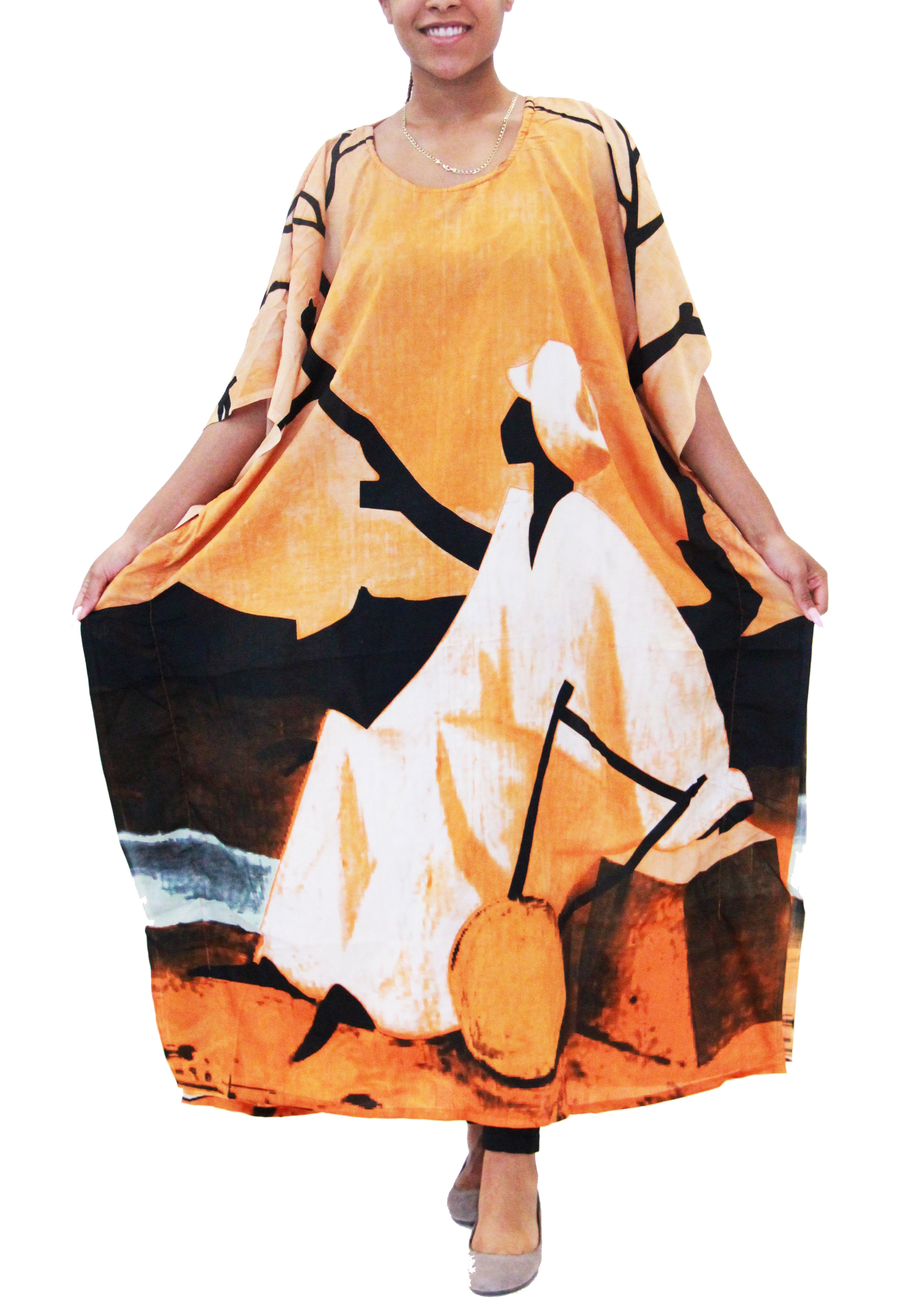Women's Caftan Dresses Tropical Prints Long Maxi Dress One Size Fits Most - Picture 15 of 51