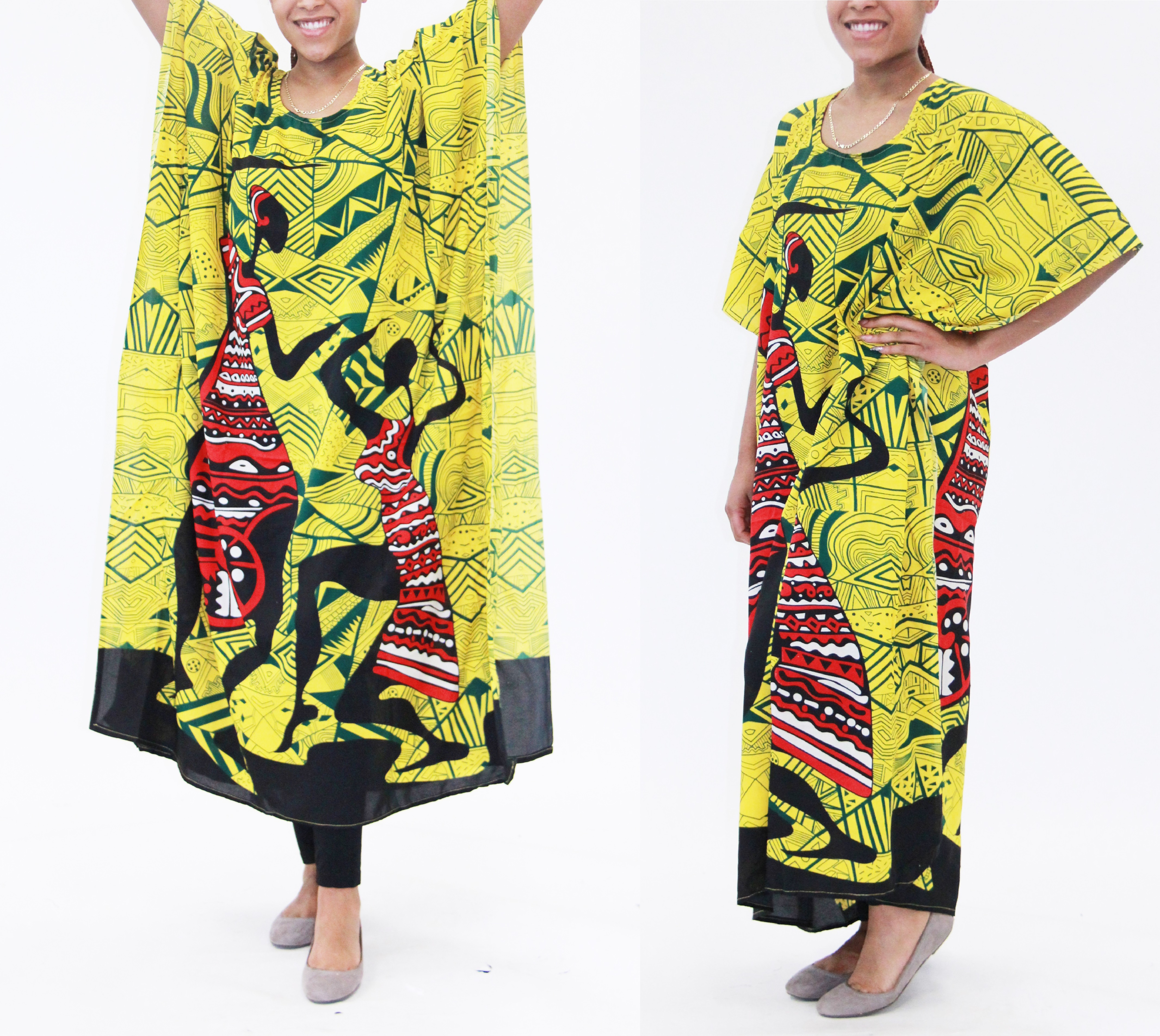 Women's Caftan Dresses Tropical Prints Long Maxi Dress One Size Fits Most - Picture 35 of 51