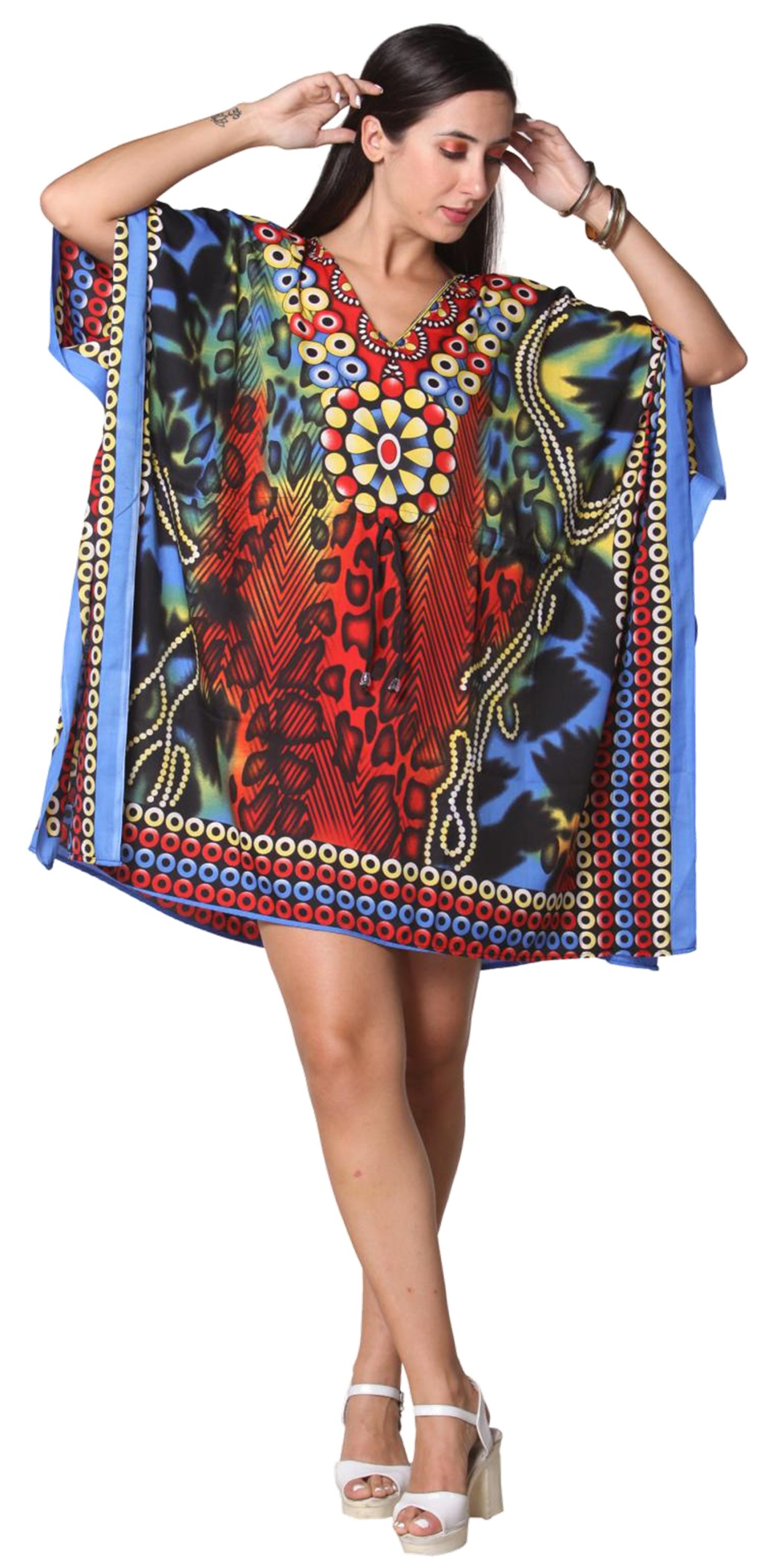 Para mujeres Hermoso Estampado Corto Kimono Caftán Vestido Cubierta Suelto Soltero C - Imagen 3 de 13