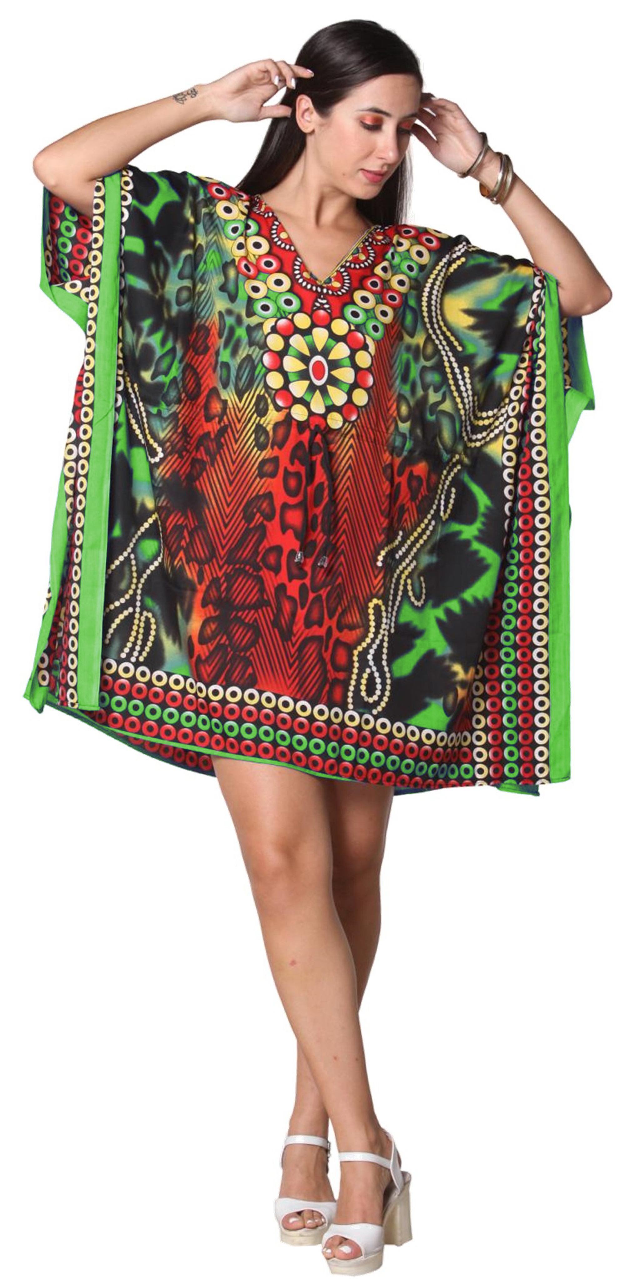 Para mujeres Hermoso Estampado Corto Kimono Caftán Vestido Cubierta Suelto Soltero C - Imagen 4 de 13