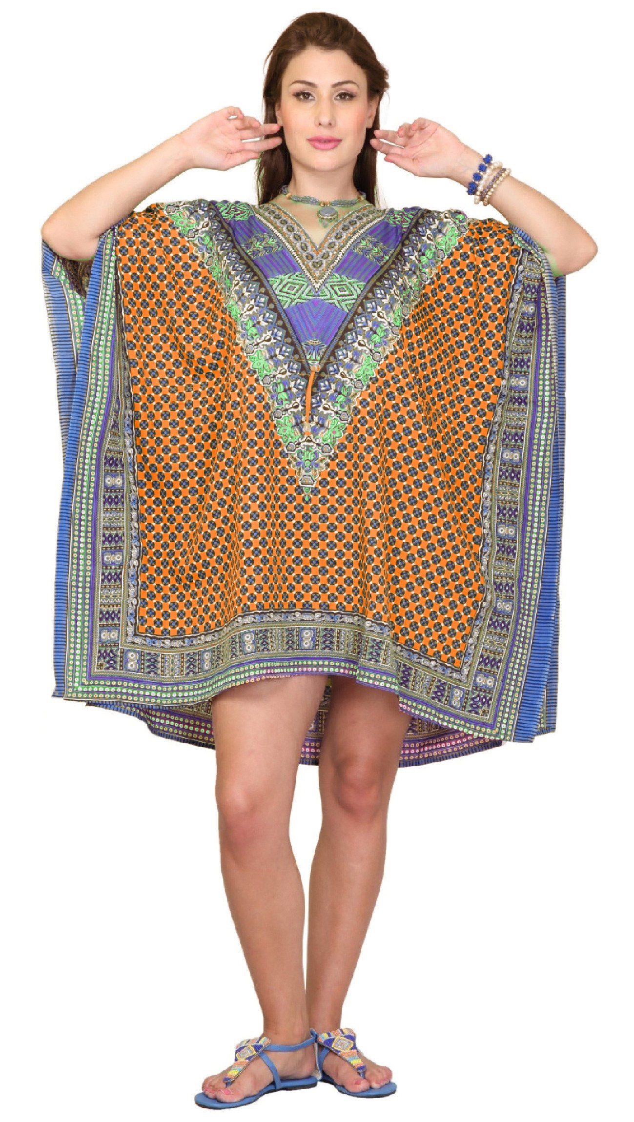 Para mujeres Hermoso Estampado Corto Kimono Caftán Vestido Cubierta Suelto Soltero C - Imagen 7 de 13
