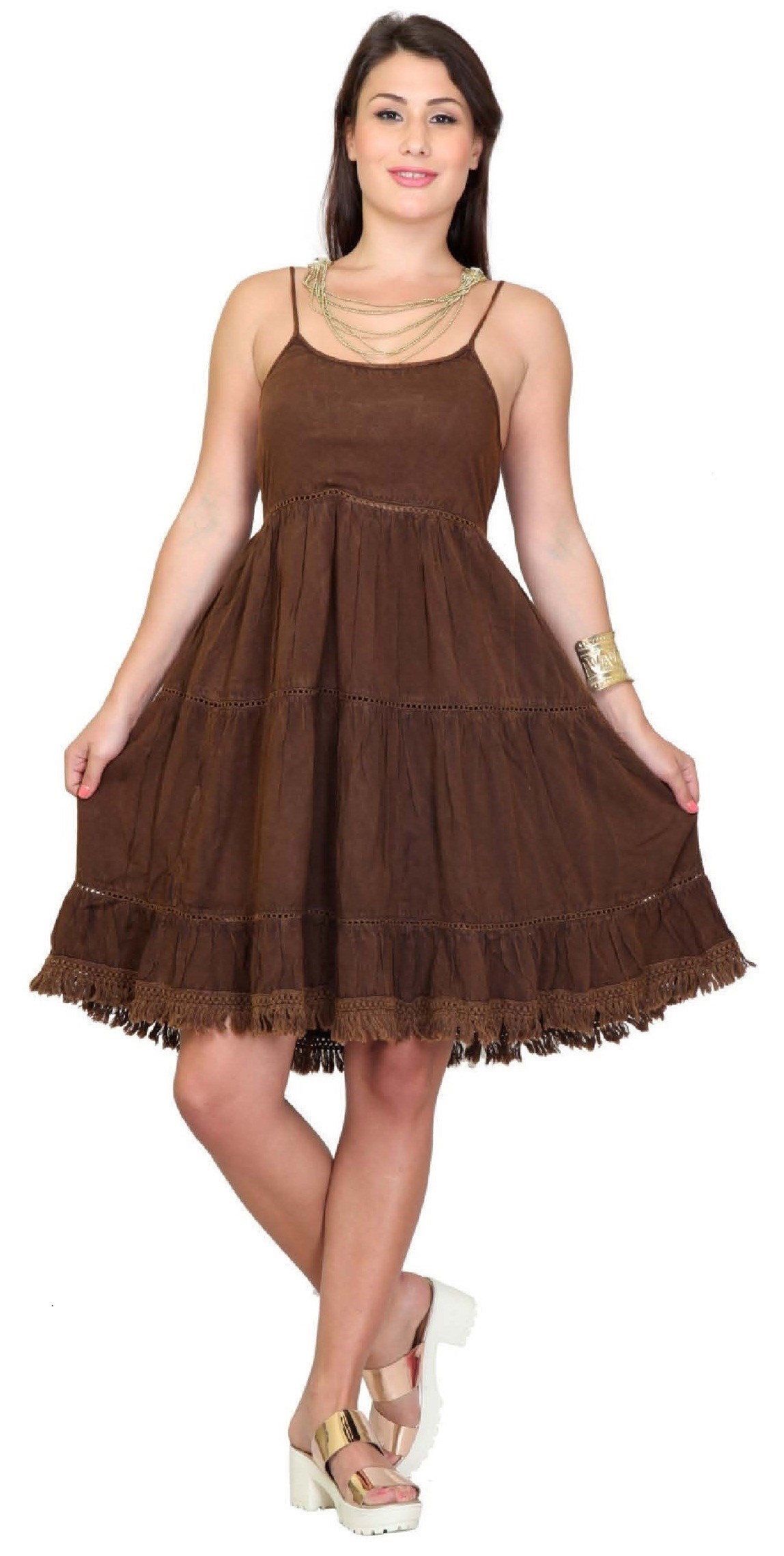 Vestido informal estampado de verano para mujer, vestido para el sol, estampado tie-dye informal u oficial - Imagen 3 de 5