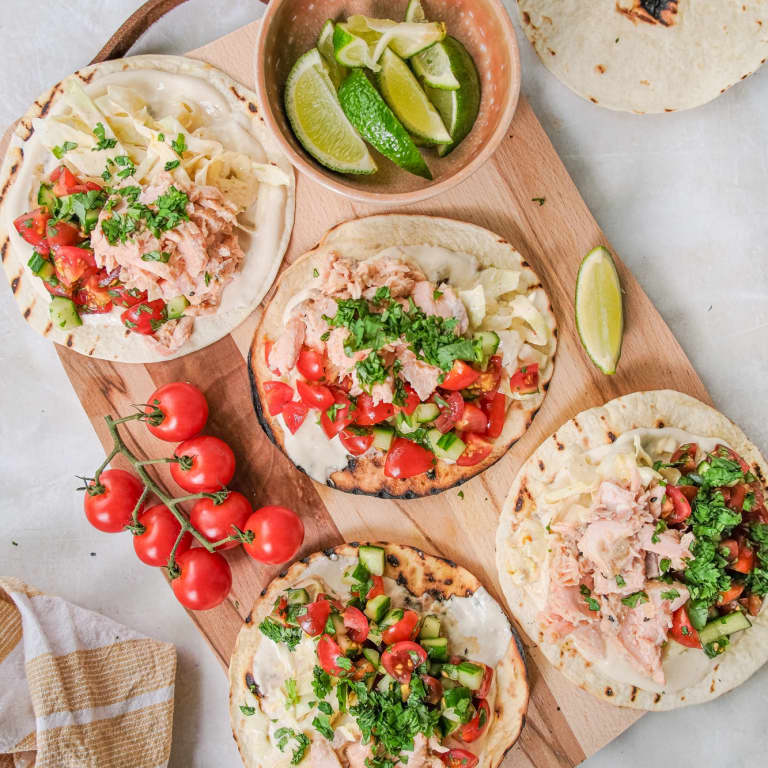Taco's met misozalm, Looye Honingtomatensalsa en koolsla