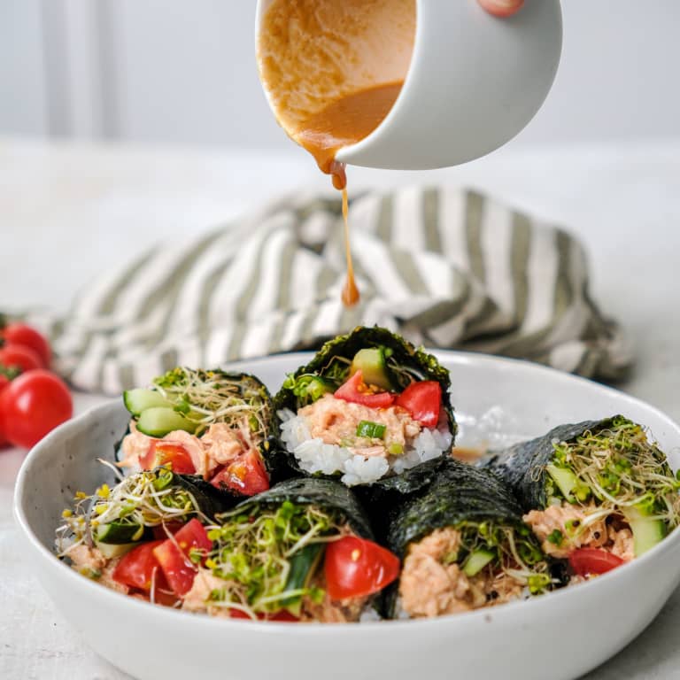 Temaki met spicy misozalm en Looye Honingtomaten
