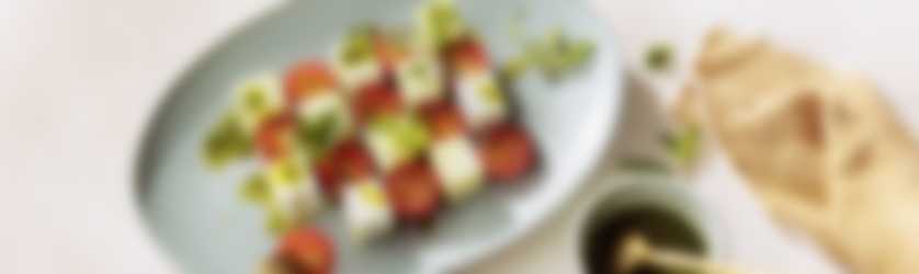 Schaakbord salade met Honingtomaten, honingmeloen, feta en munt