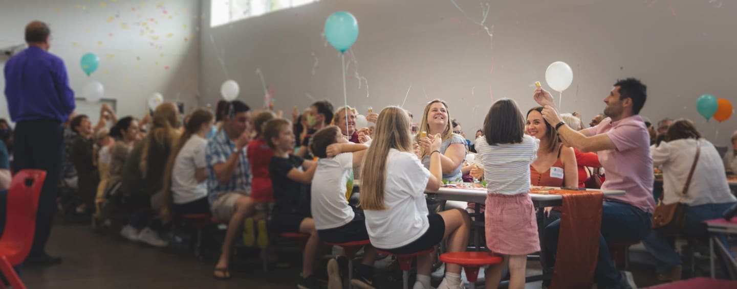 People having a party in a hall