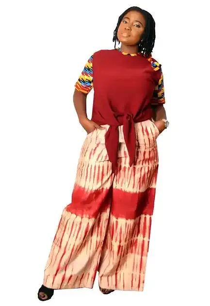 Bami 2-Piece Set – Tie-Front African Print Top And Handmade Adire Palazzo Pants With Pockets