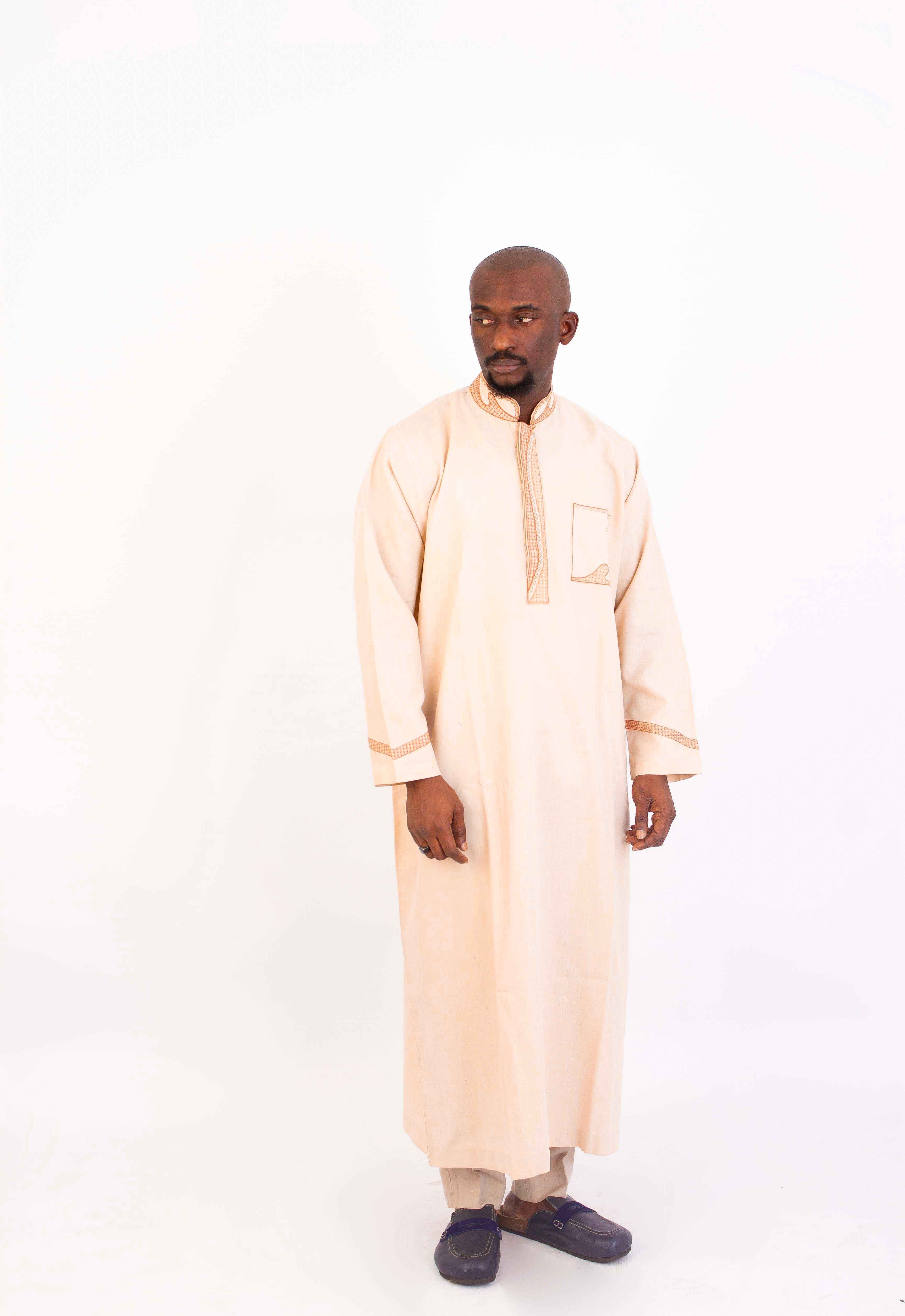 Camsy Cream Long Pullover Men’s Kaftan – Traditional Elegance