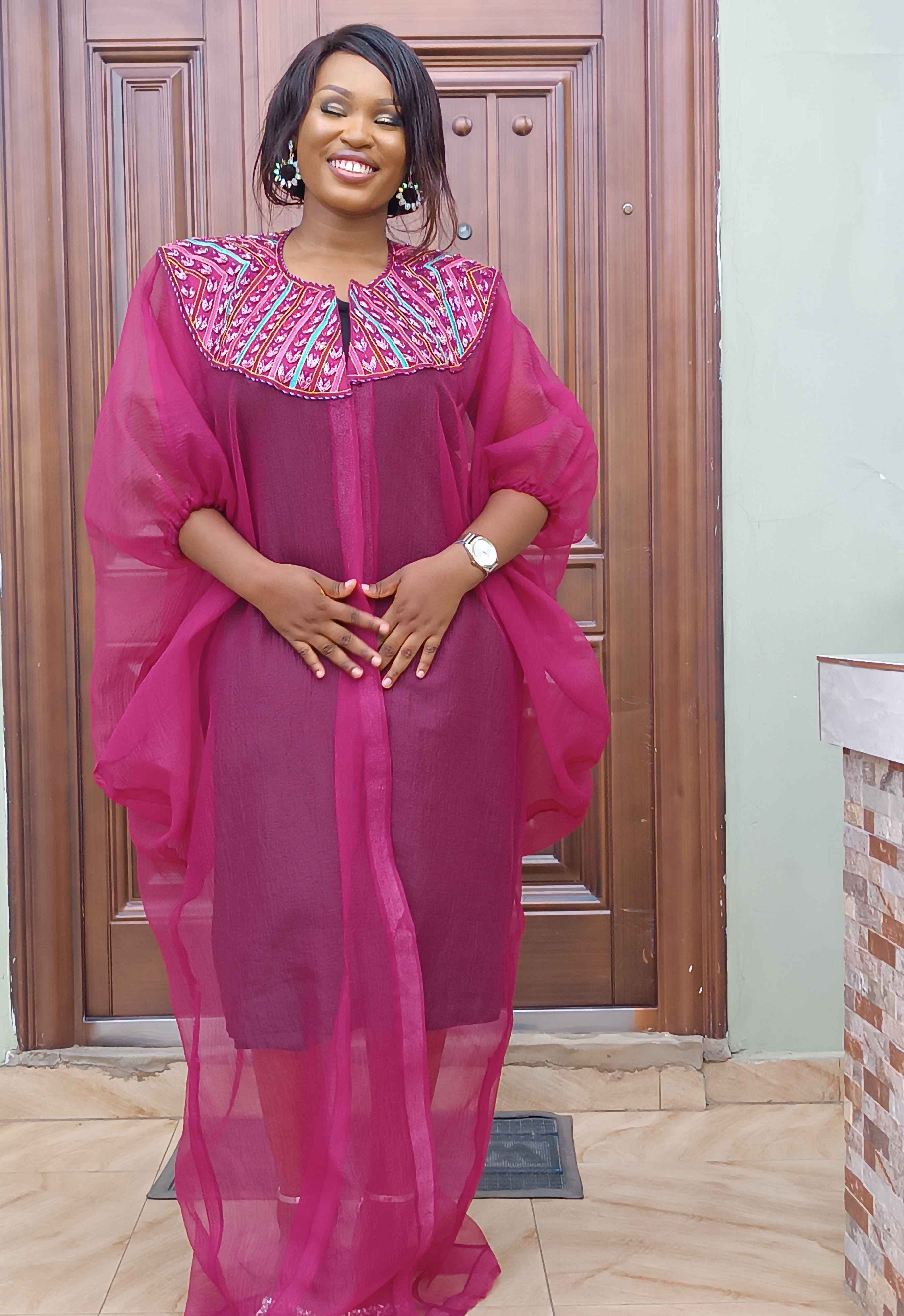 Wiza Kimono With Ankara Neckline Detail