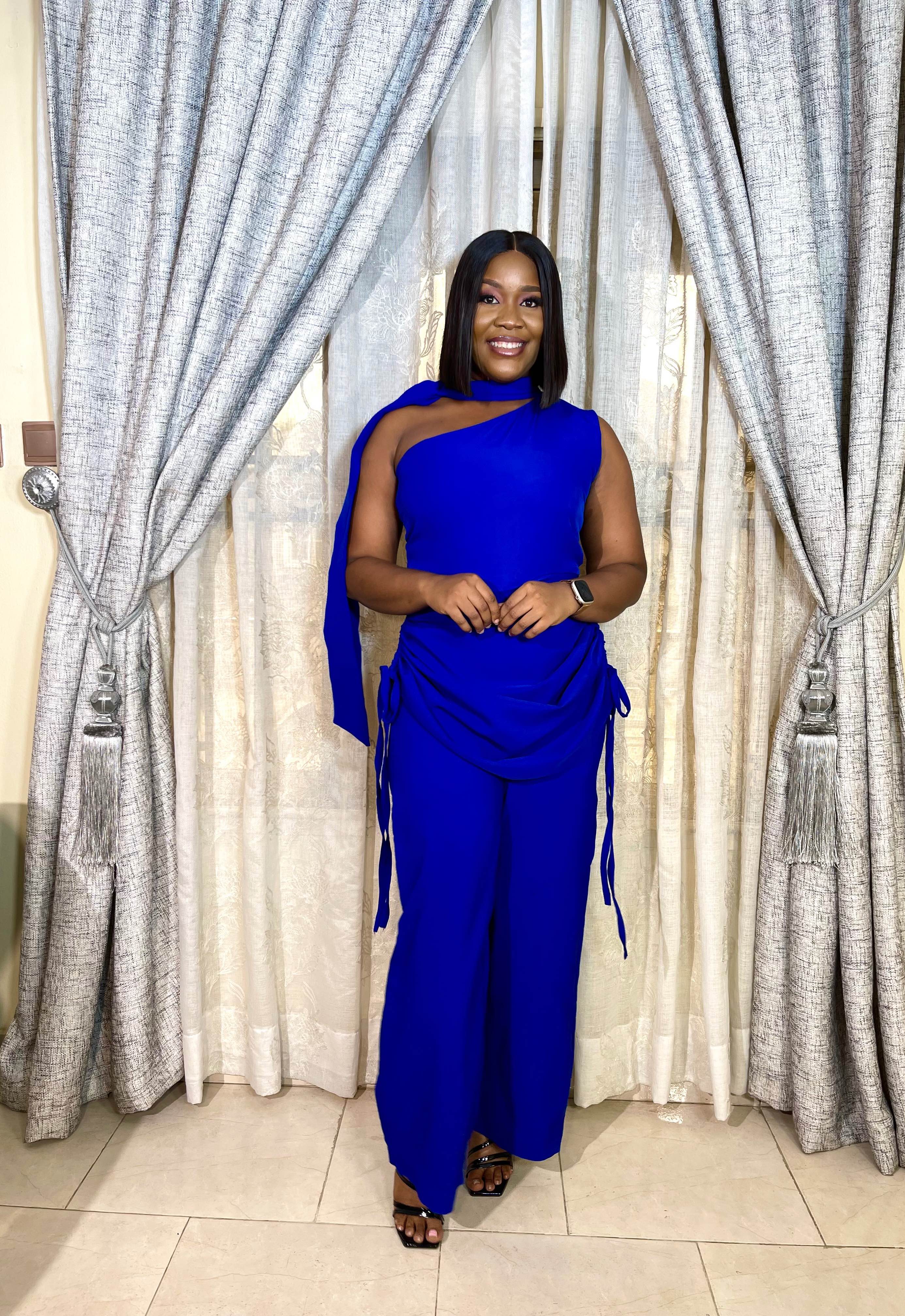 Ziva Monostrap Jumpsuit With Drawstring Ruched Detail