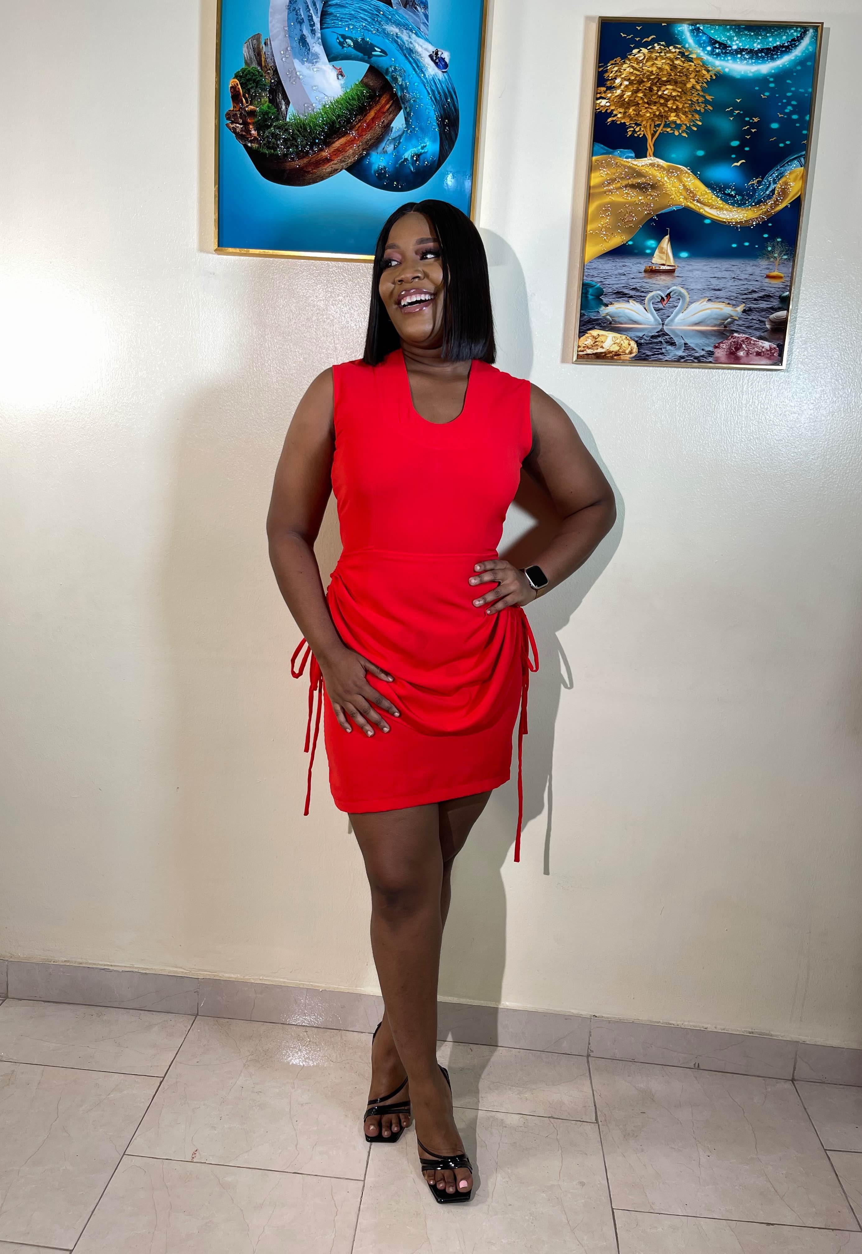 Imani Drawstring Ruched short Dress