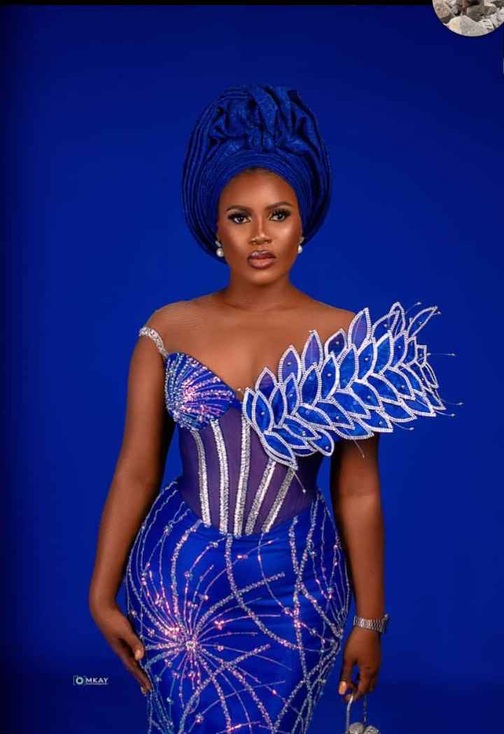 2d Blue Beaded Lace Corset Dress – Luxurious Curve-Defining Statement Gown