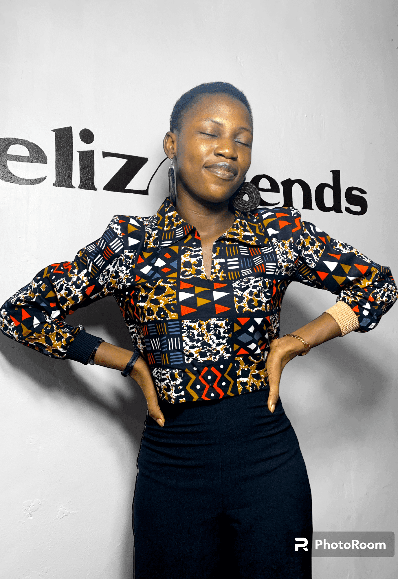 Adeola Collared Ankara Fusion Top