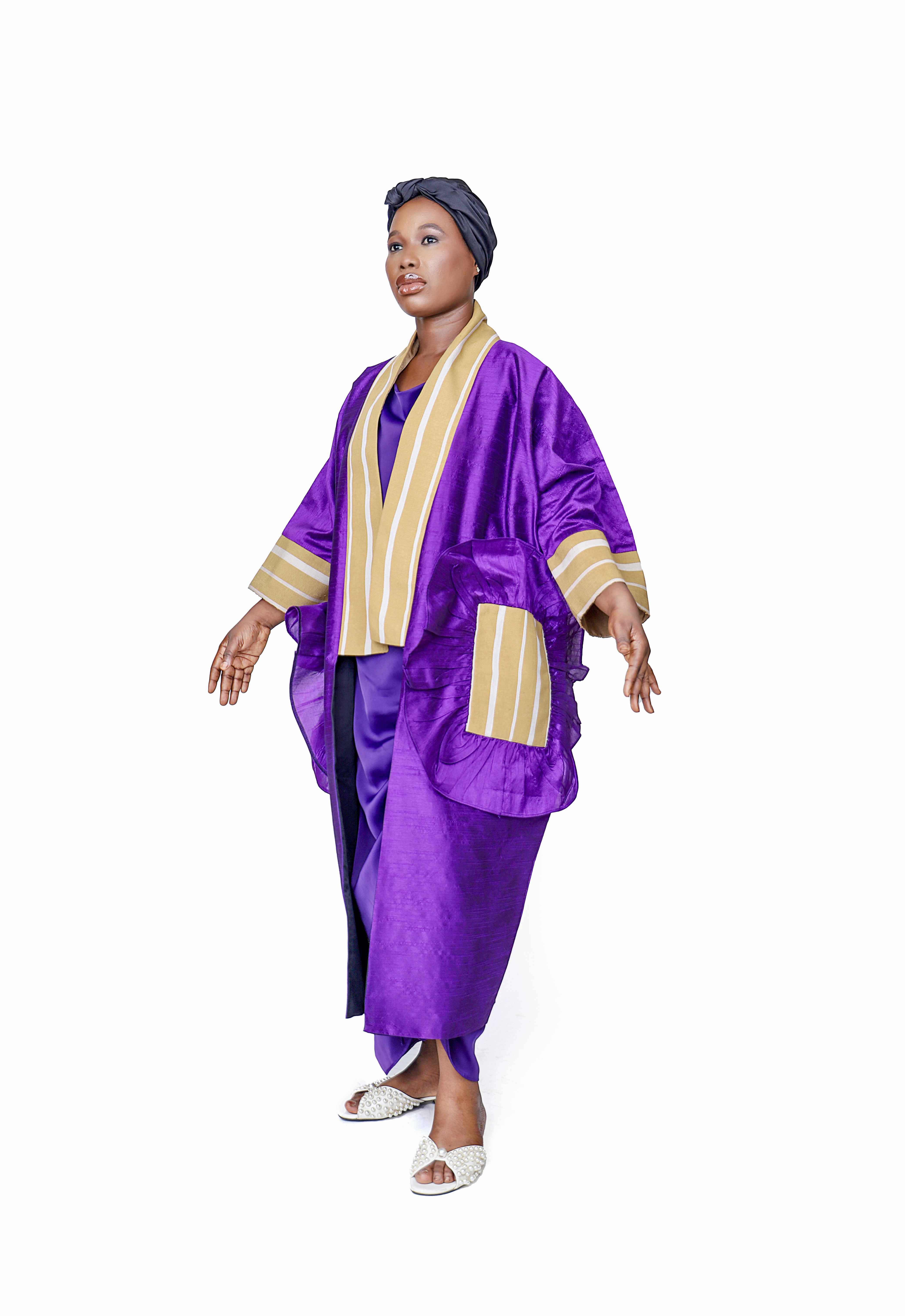 Sara Women's Silk Kimono With Asooke Detailing