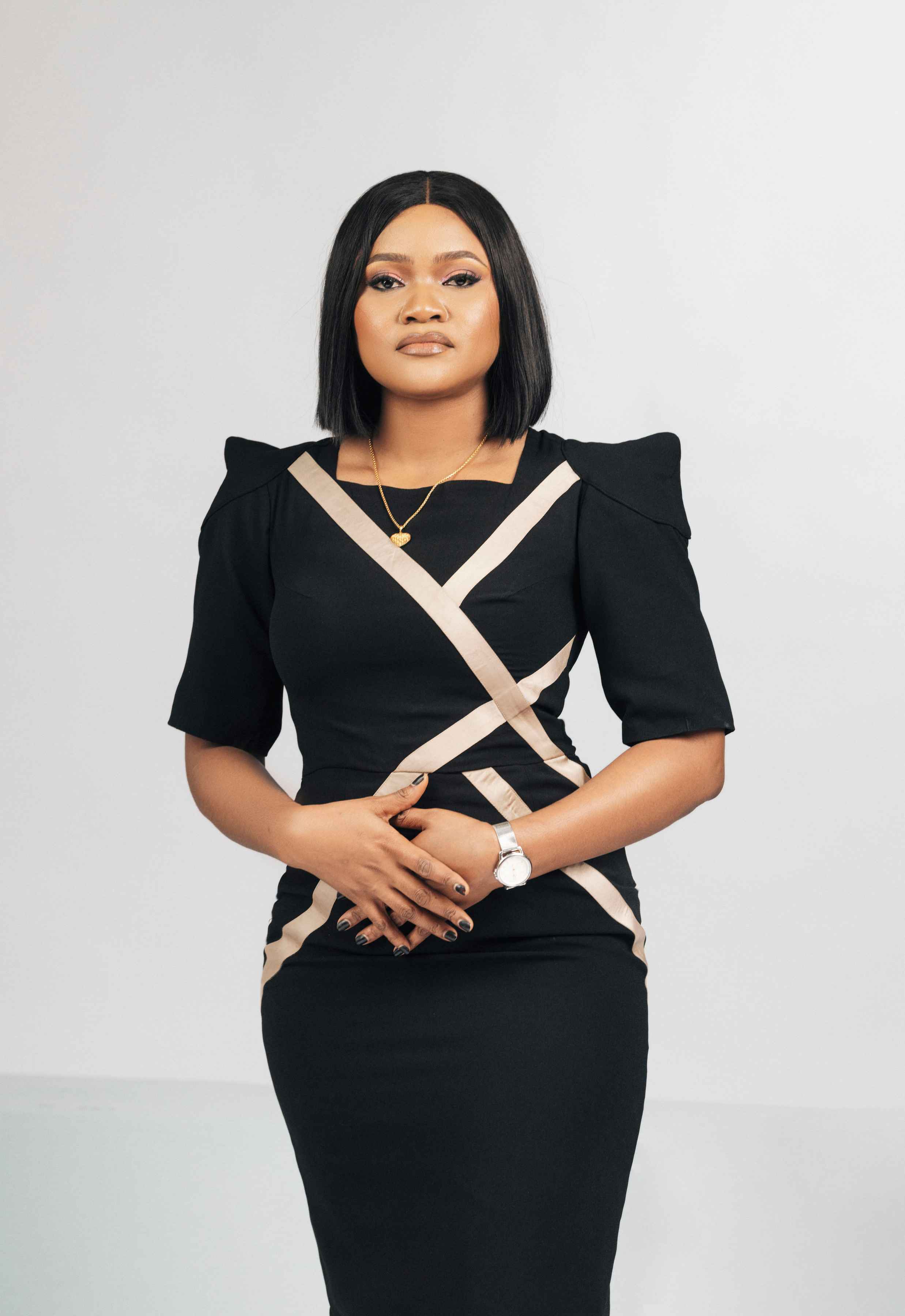 Empress High Shoulder Midi Pencil Dress