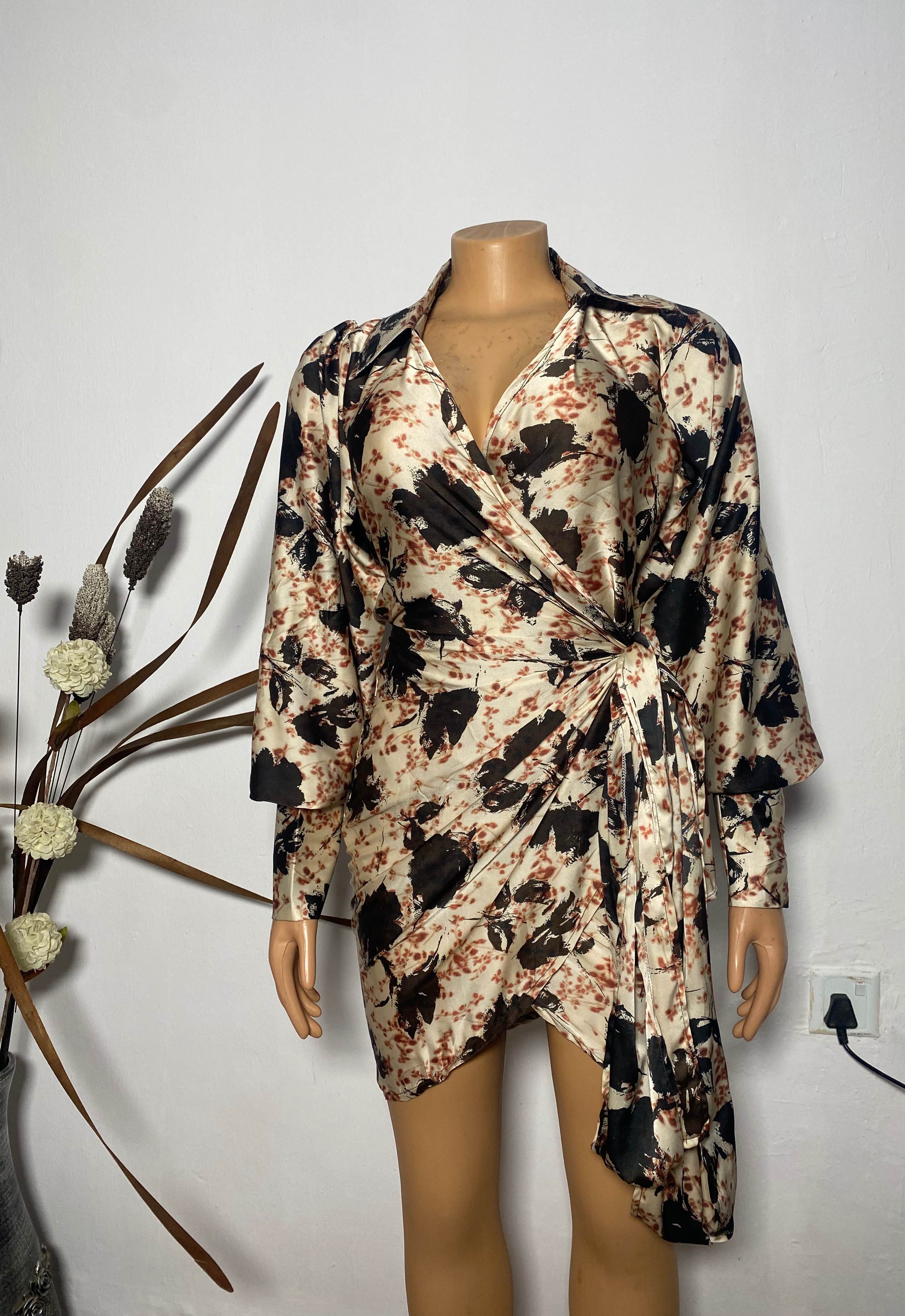 Ruby Collared Wrap Silk Dress