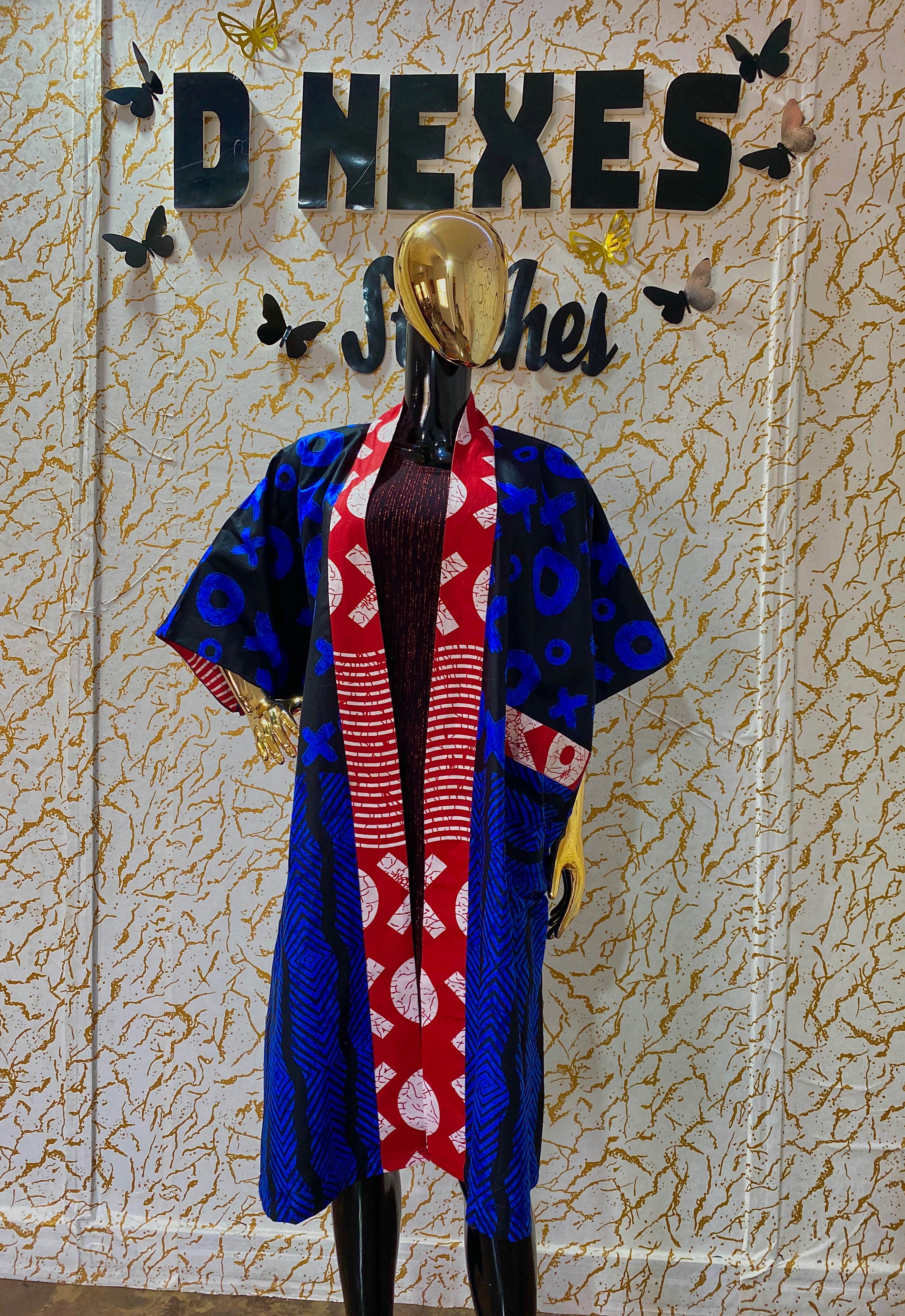 Kike Women's Mix-Print Ankara Kimono