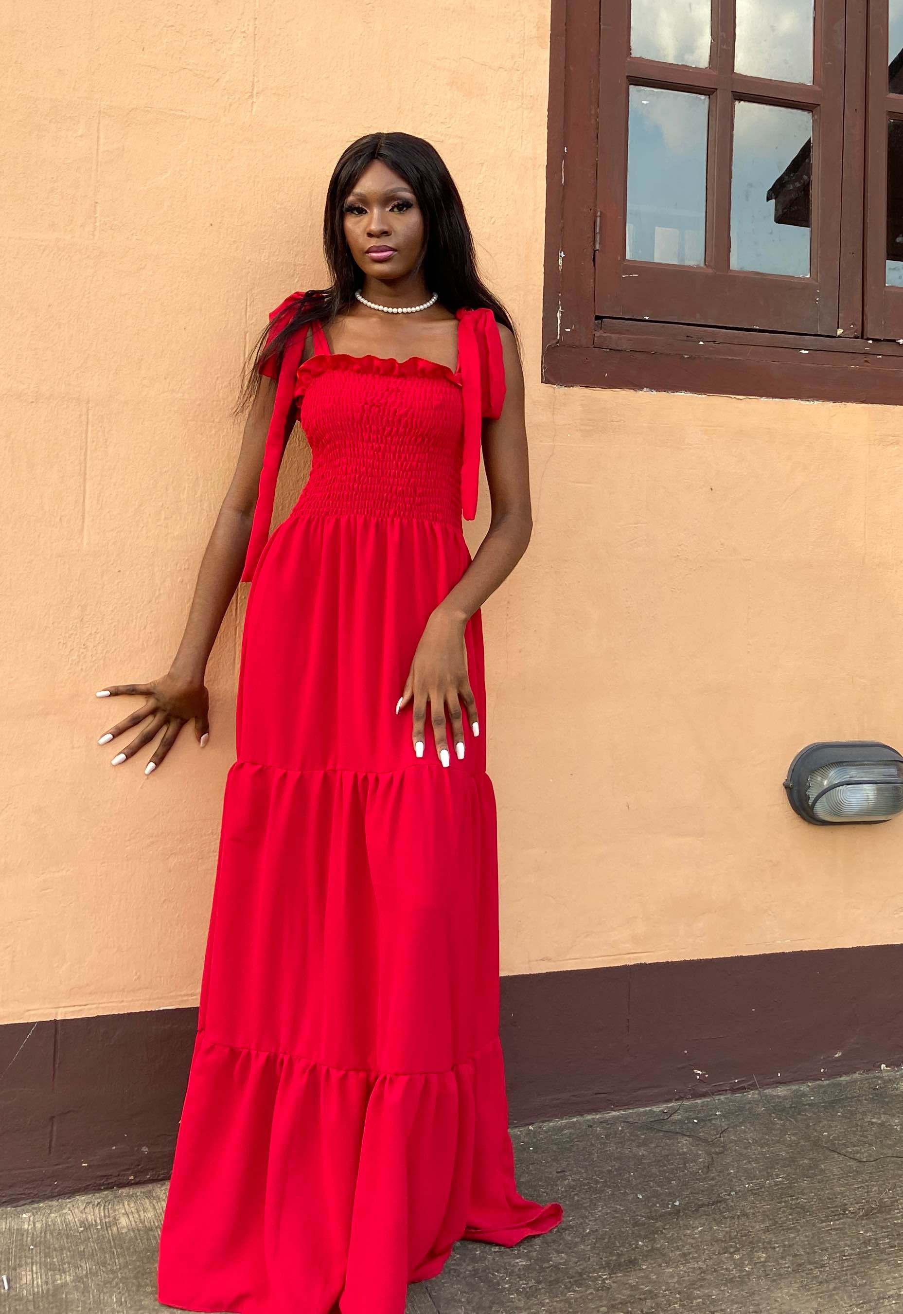 Graceflow 3-Layer Shirred Maxi Dress With Flattering Fit