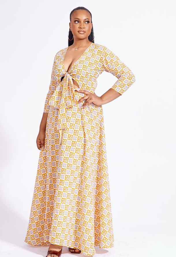 Anna Full-Flare Dress With Wrap Detail And Side Pockets