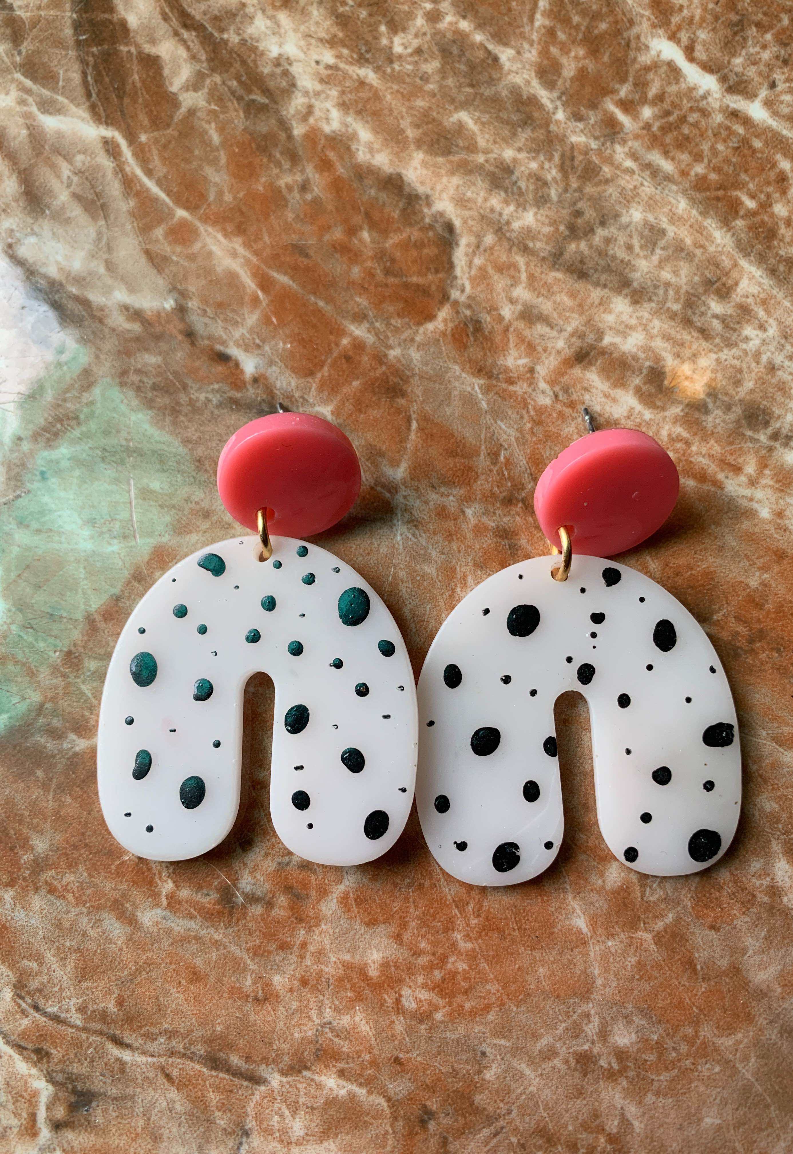 The Black And White Polka Dotted MJ Earrings