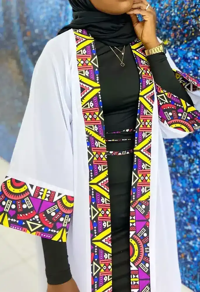 Zee Chiffon Kimono With African Print