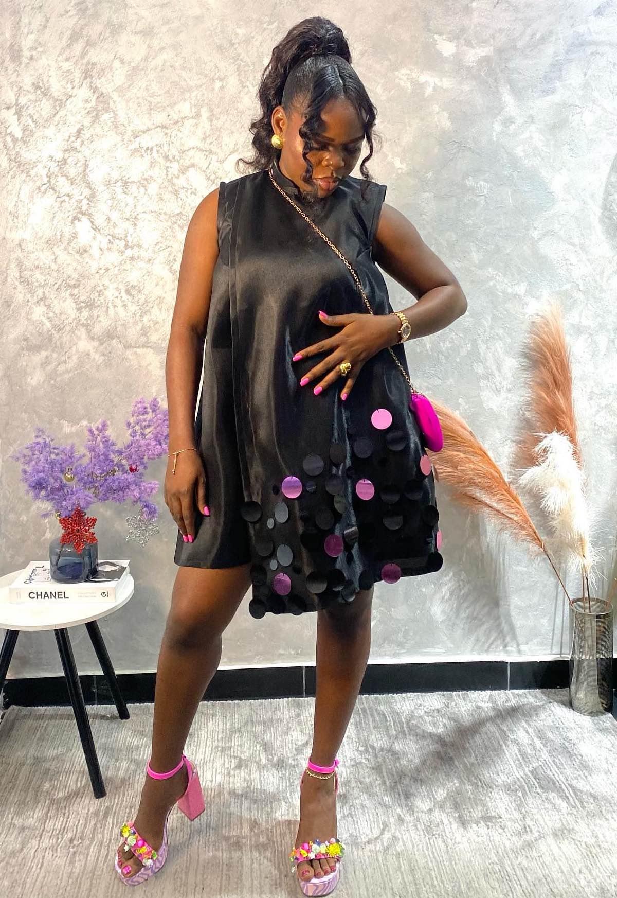 KIira Silk Mikado Sequin Mini Dress