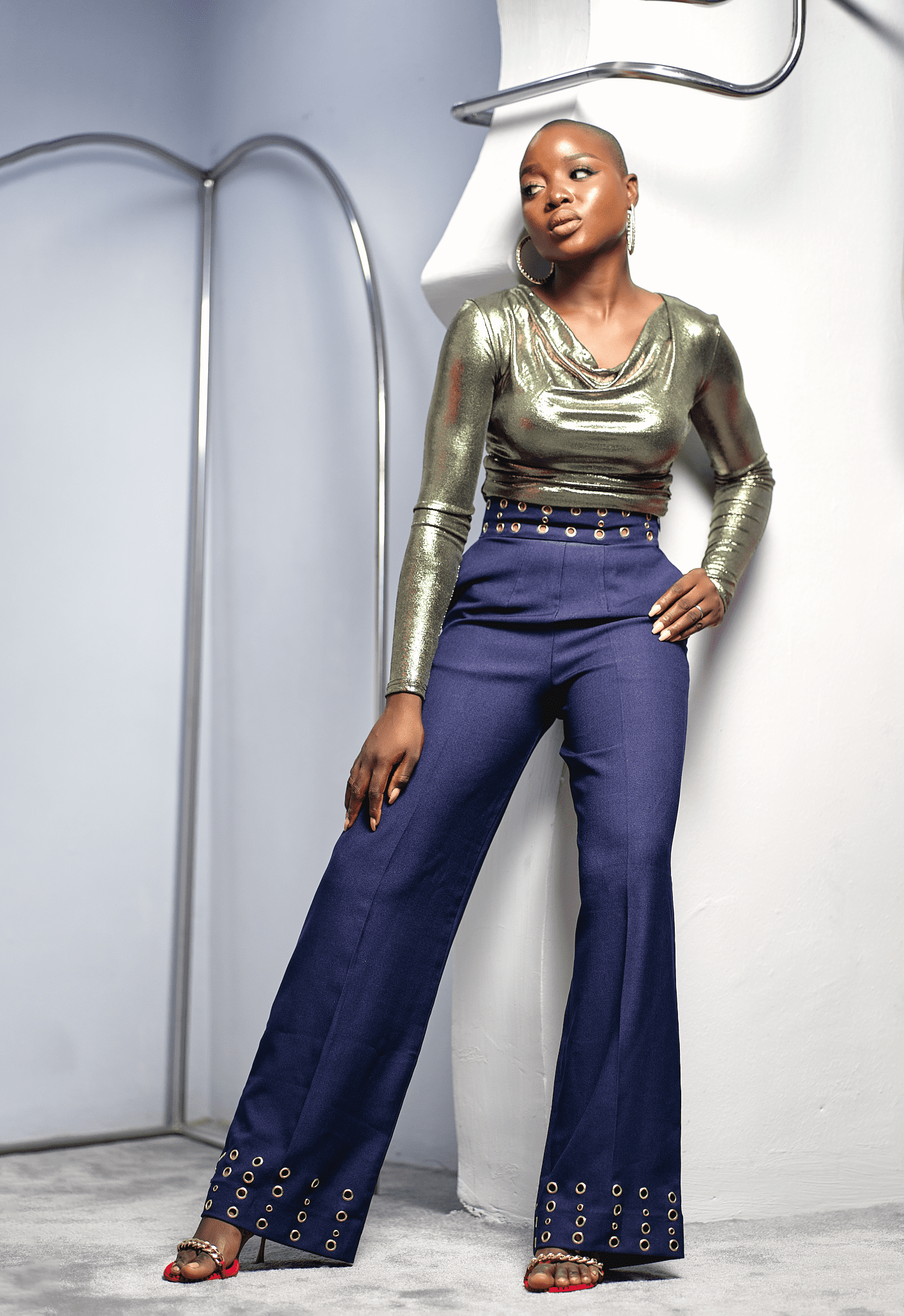 The Luxe Eyelet Power Pant – High-End Statement Trousers